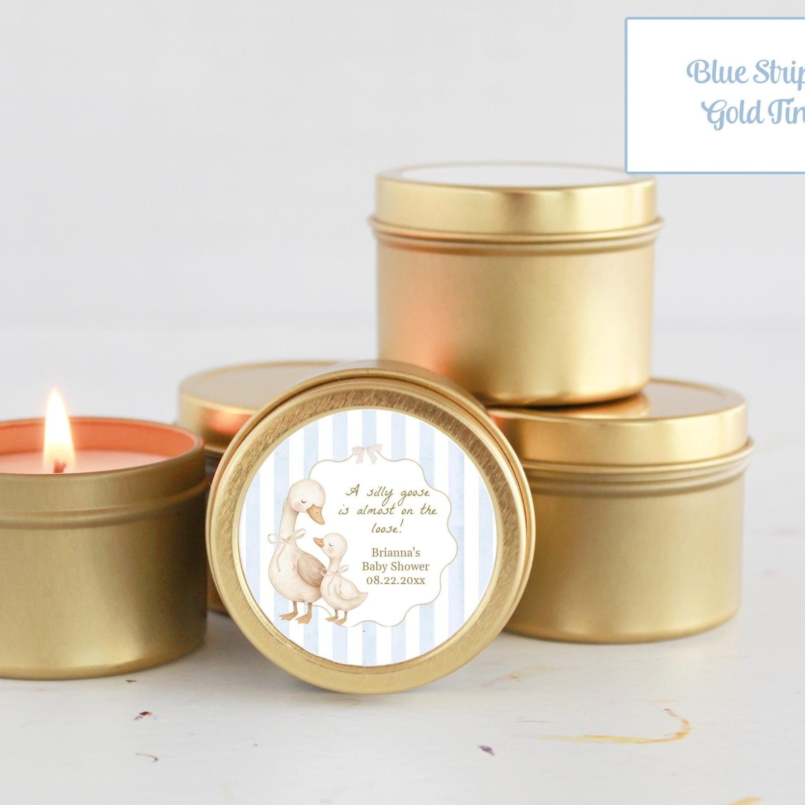 Silly Goose Baby Shower Favors – Personalized Candle Tins for Guests in Bulk, Set of 10 - The Dancing Wick