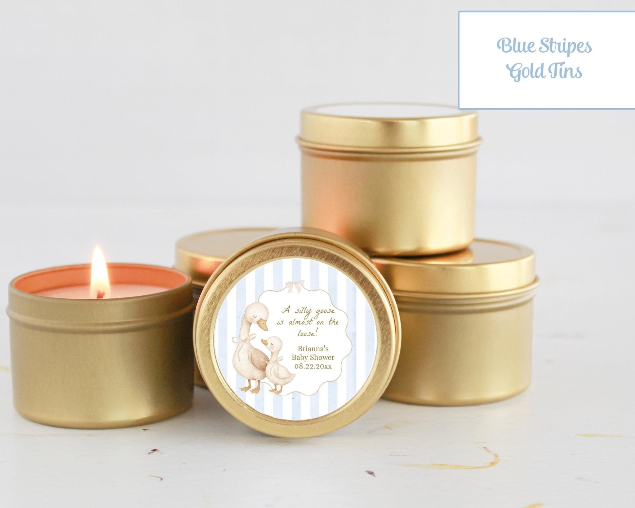 Silly Goose Baby Shower Favors – Personalized Candle Tins for Guests in Bulk, Set of 10 - The Dancing Wick
