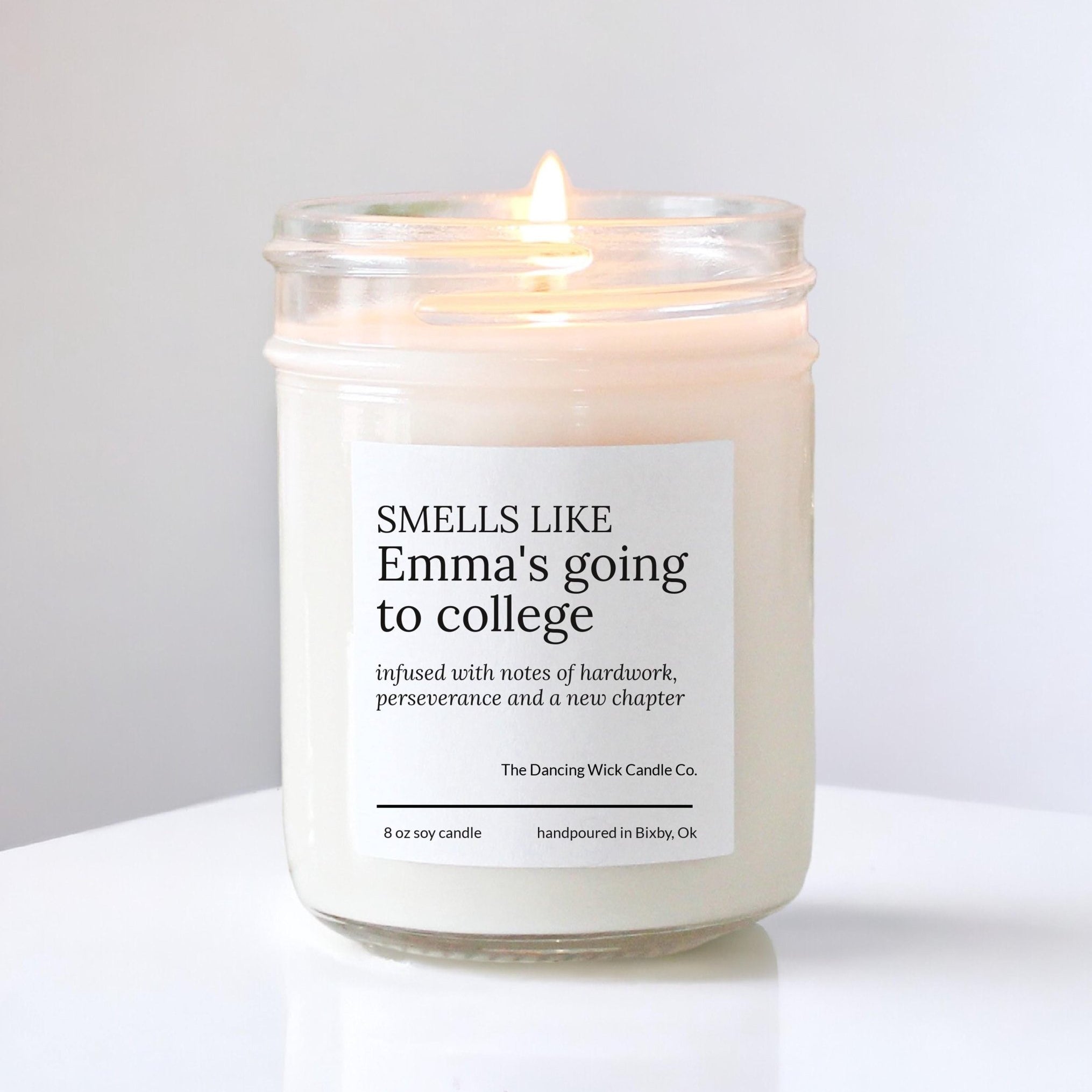 Smells Like College Acceptance Candle Gift - The Dancing Wick