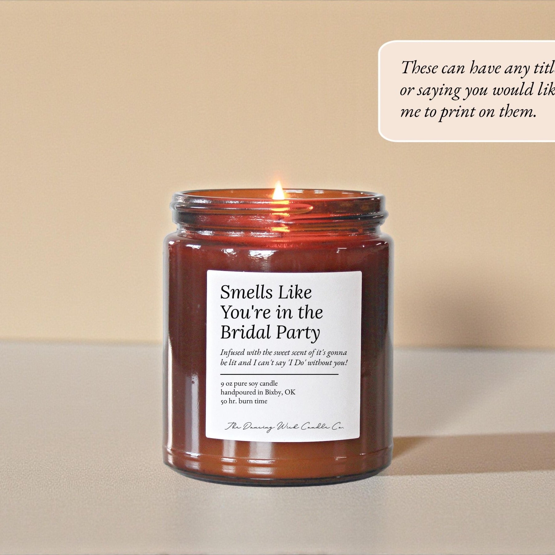 Smells Like You’re in the Bridal Party Candle in Amber Jar - The Dancing Wick