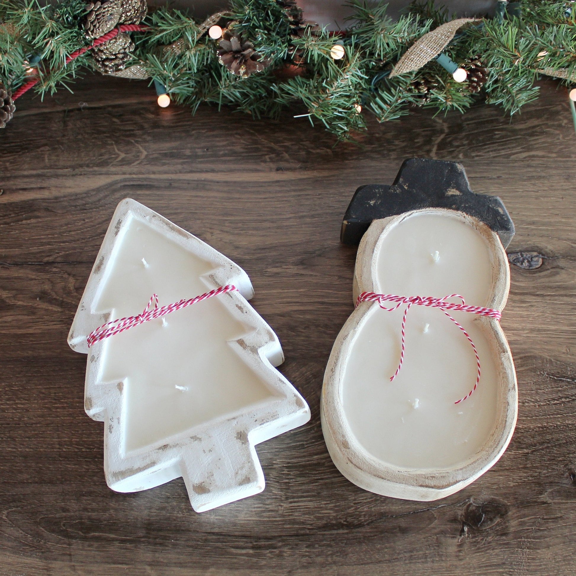 Snowman Christmas Wood Bowl Candle - The Dancing Wick