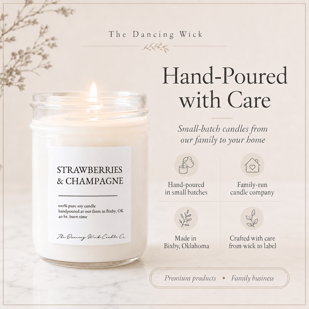 Strawberries & Champagne - TDW Signature Candle - The Dancing Wick