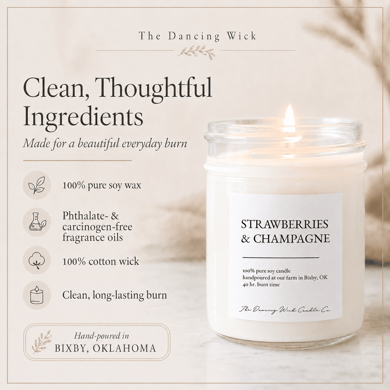 Strawberries & Champagne - TDW Signature Candle - The Dancing Wick