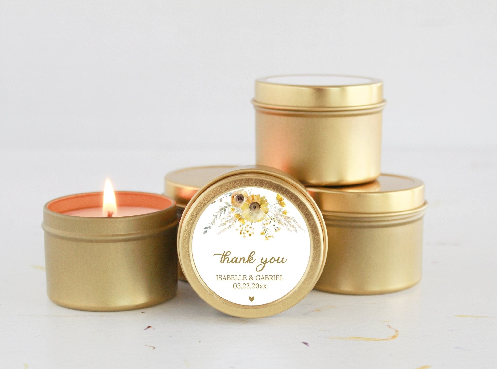 Sunflower Wedding Tins - Set of 10 - The Dancing Wick