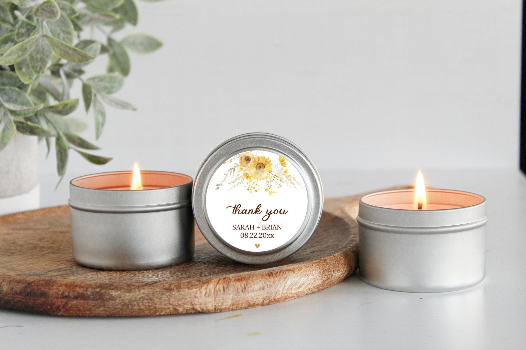 Sunflower Wedding Tins - Set of 10 - The Dancing Wick