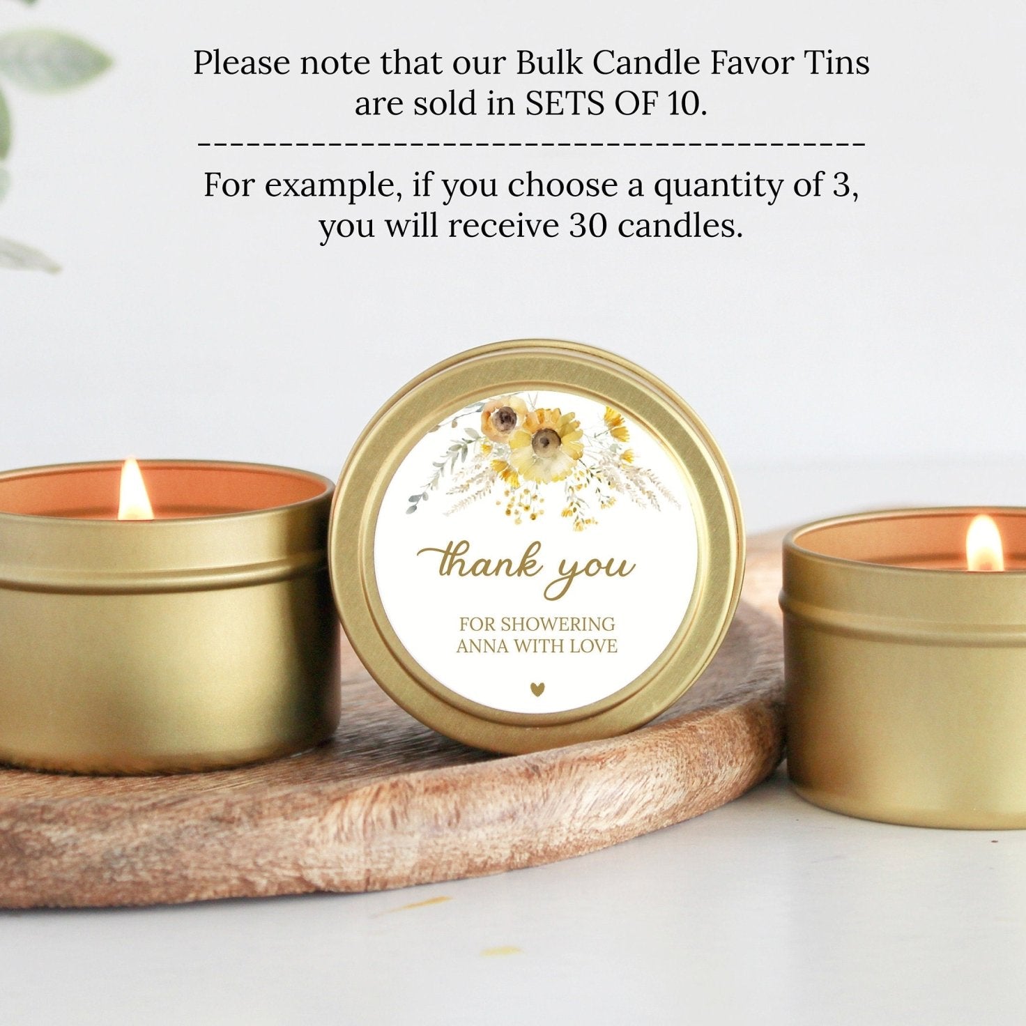 Sunflower Wedding Tins - Set of 10 - The Dancing Wick