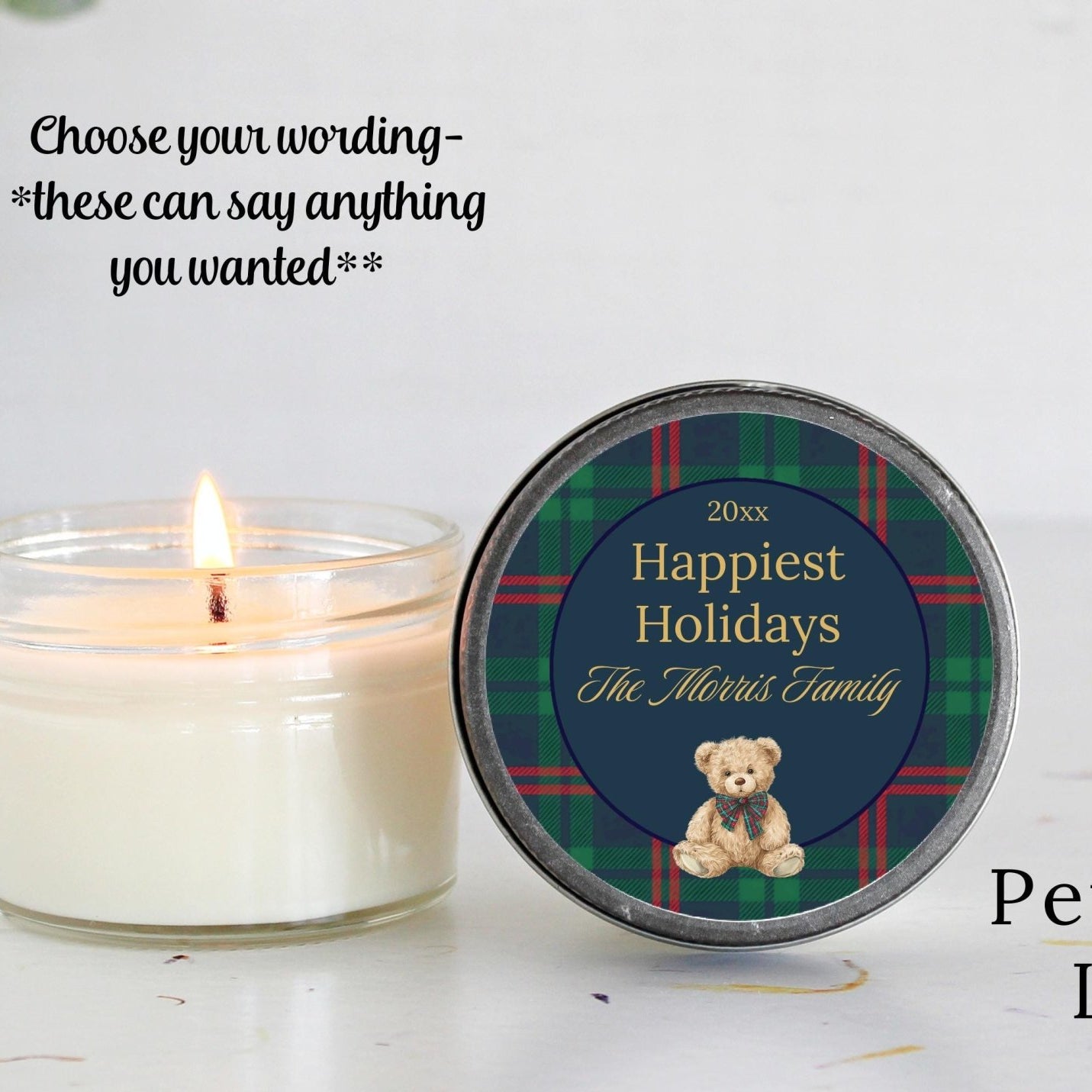 Tartan Plaid Teddy Bear Favor - The Dancing Wick