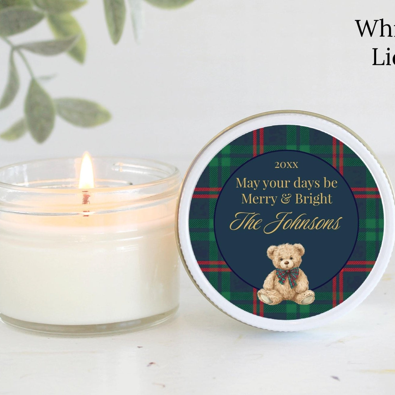Tartan Plaid Teddy Bear Favor - The Dancing Wick