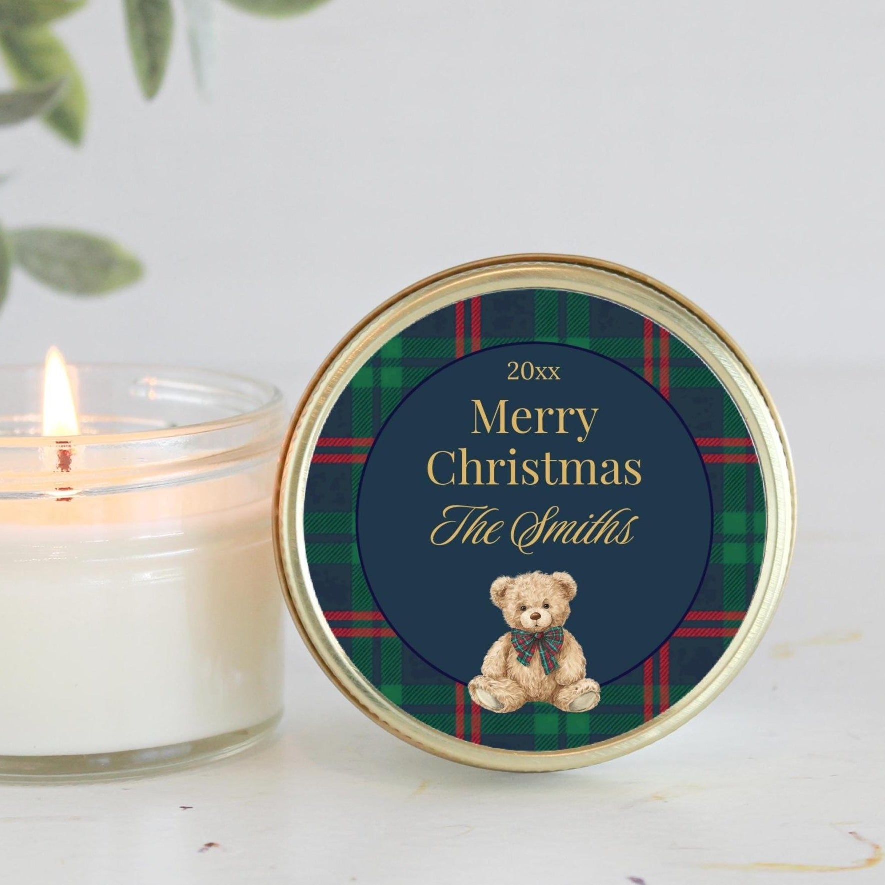 Tartan Plaid Teddy Bear Favor - The Dancing Wick