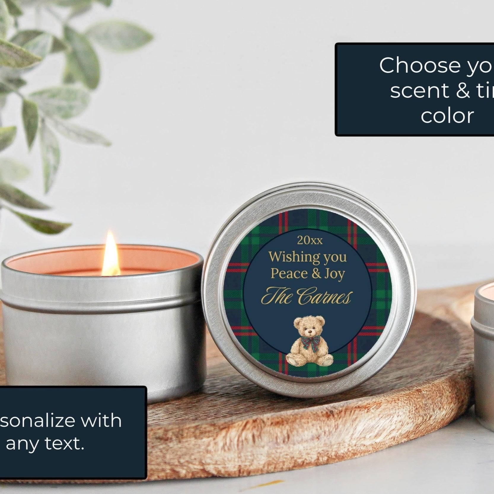 Tartan Plaid Teddy Bear Tin - The Dancing Wick