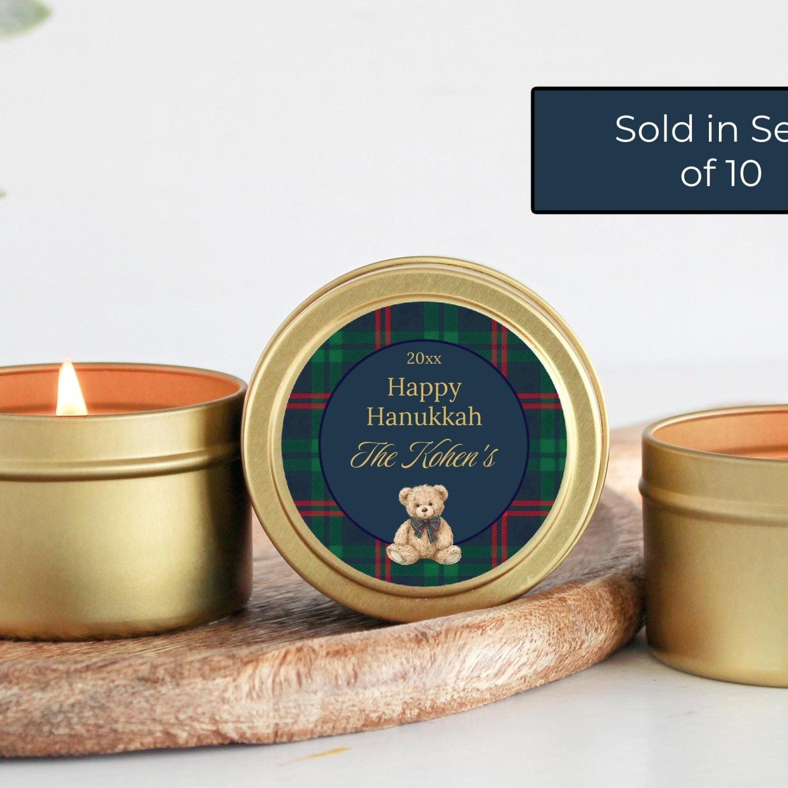 Tartan Plaid Teddy Bear Tin - The Dancing Wick