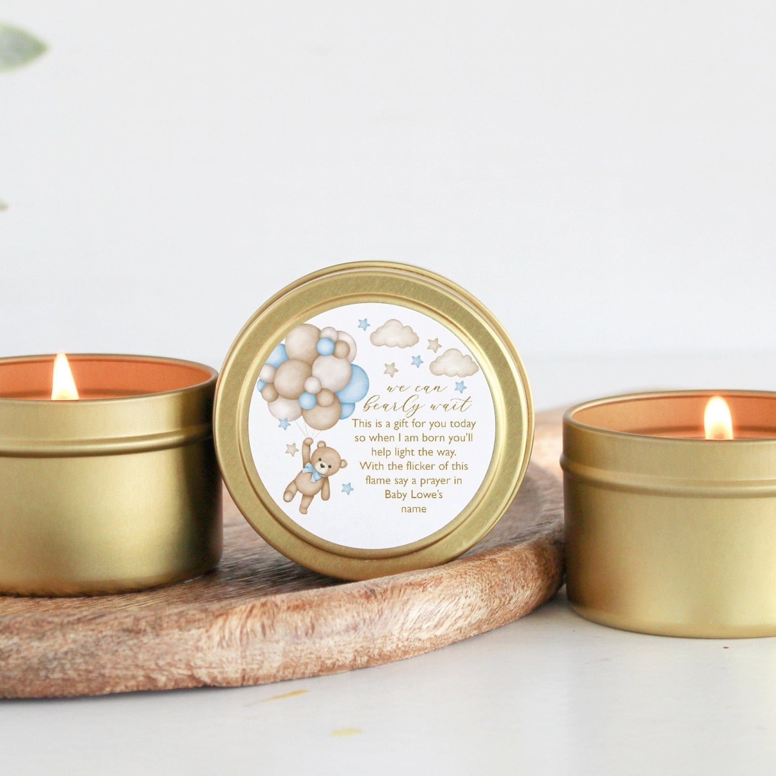 Teddy Bear Baby Shower Tins - Set of 10 - The Dancing Wick