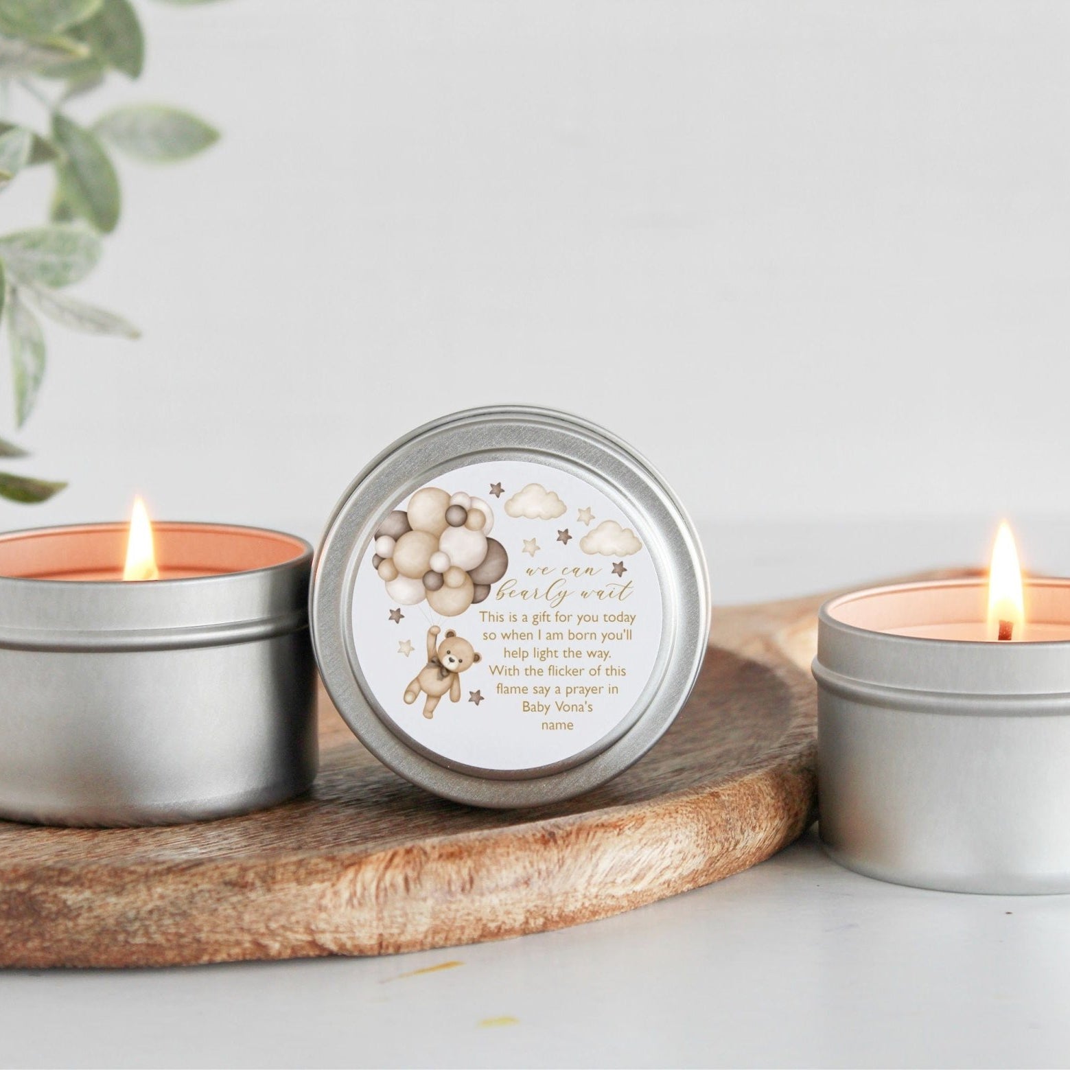 Teddy Bear Baby Shower Tins - Set of 10 - The Dancing Wick