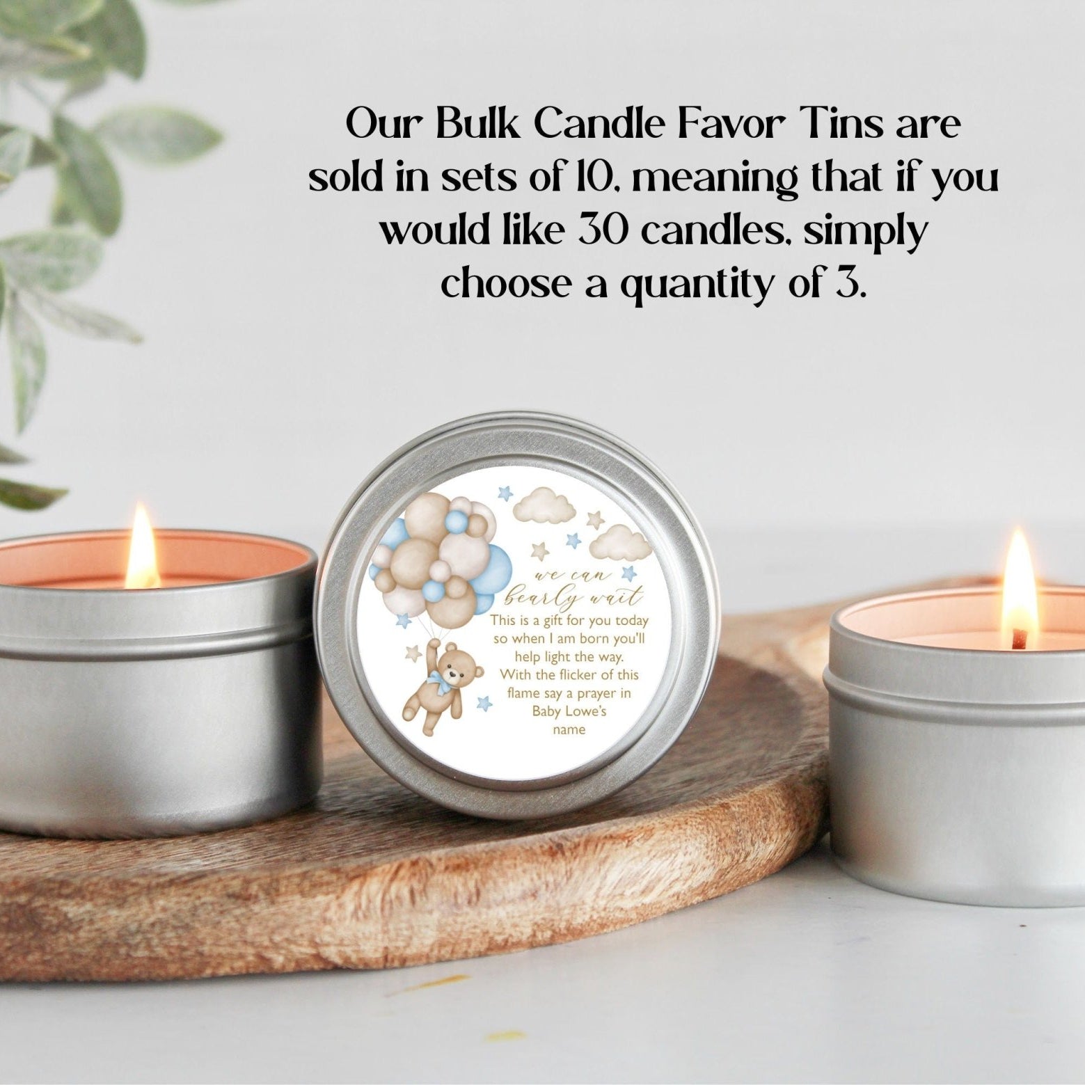 Teddy Bear Baby Shower Tins - Set of 10 - The Dancing Wick