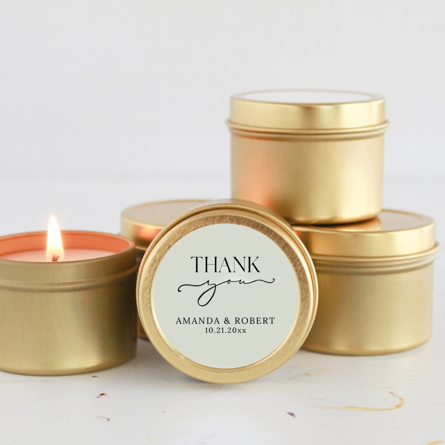 Thank You Tin Favor - Set Of 10 - The Dancing Wick