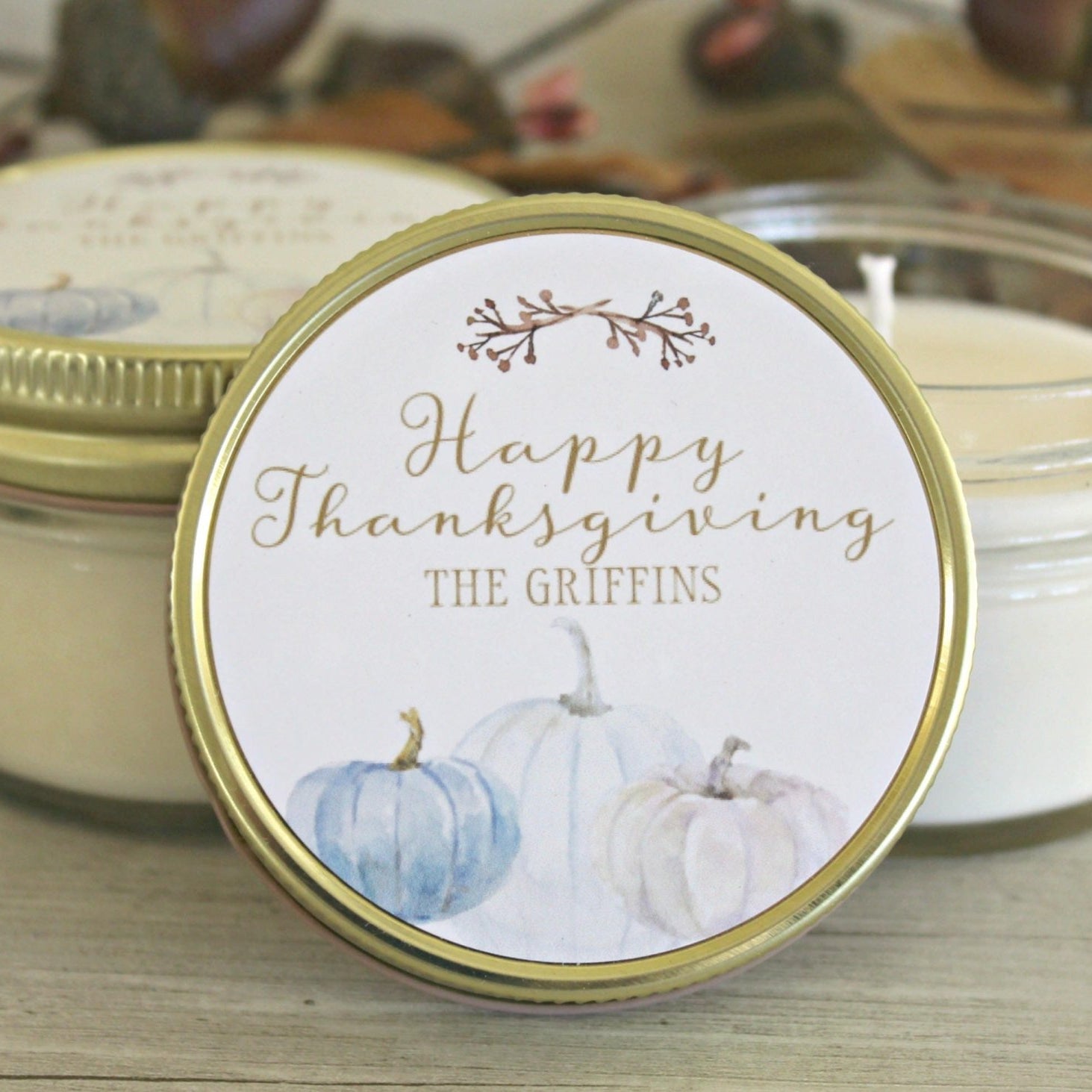 Thanksgiving Table White Pumpkin Favor - The Dancing Wick