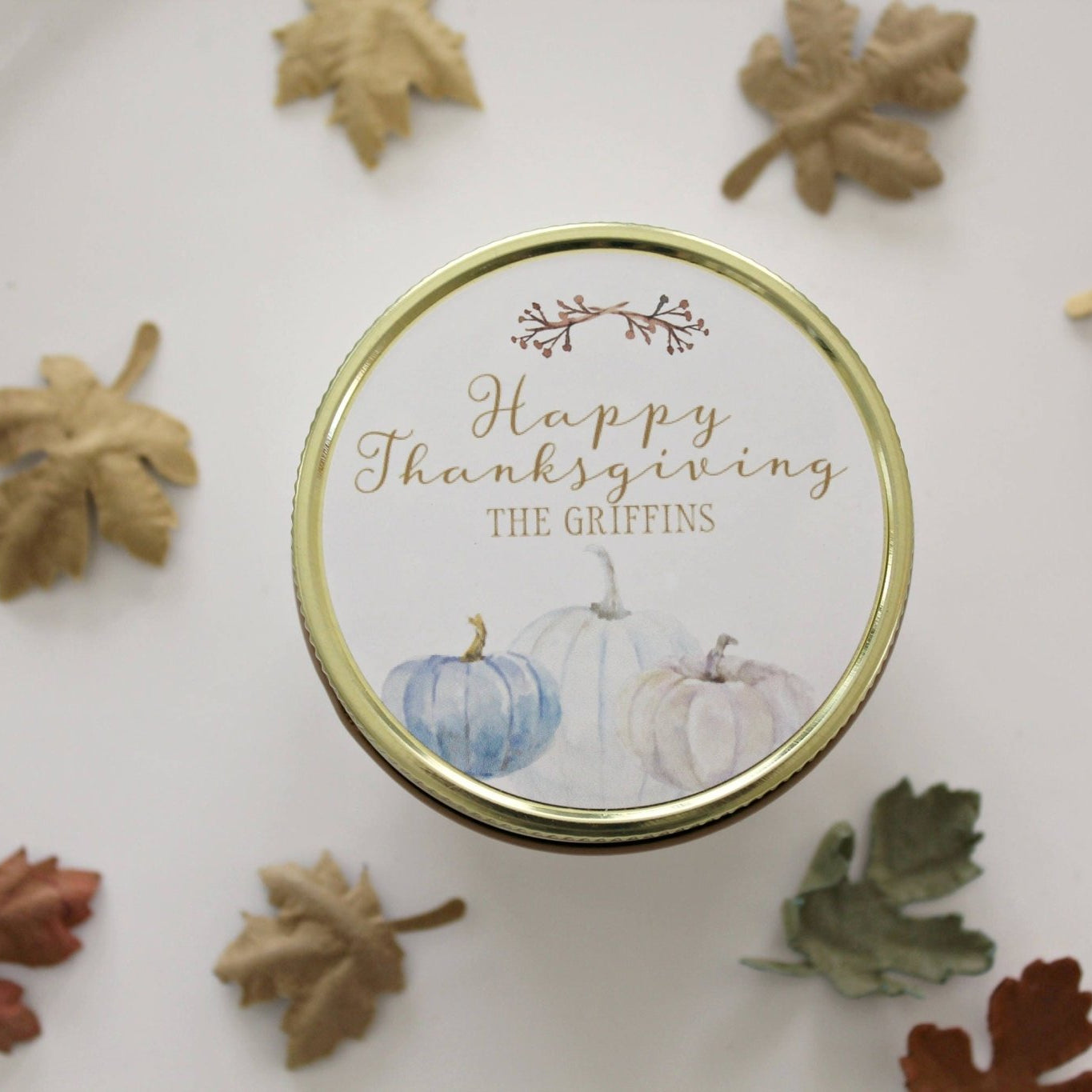 Thanksgiving Table White Pumpkin Favor - The Dancing Wick