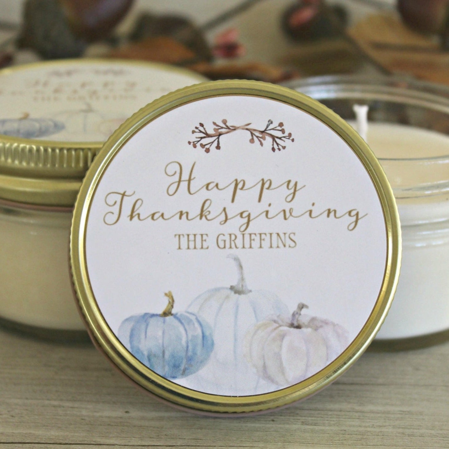 Thanksgiving Table White Pumpkin Favor - The Dancing Wick