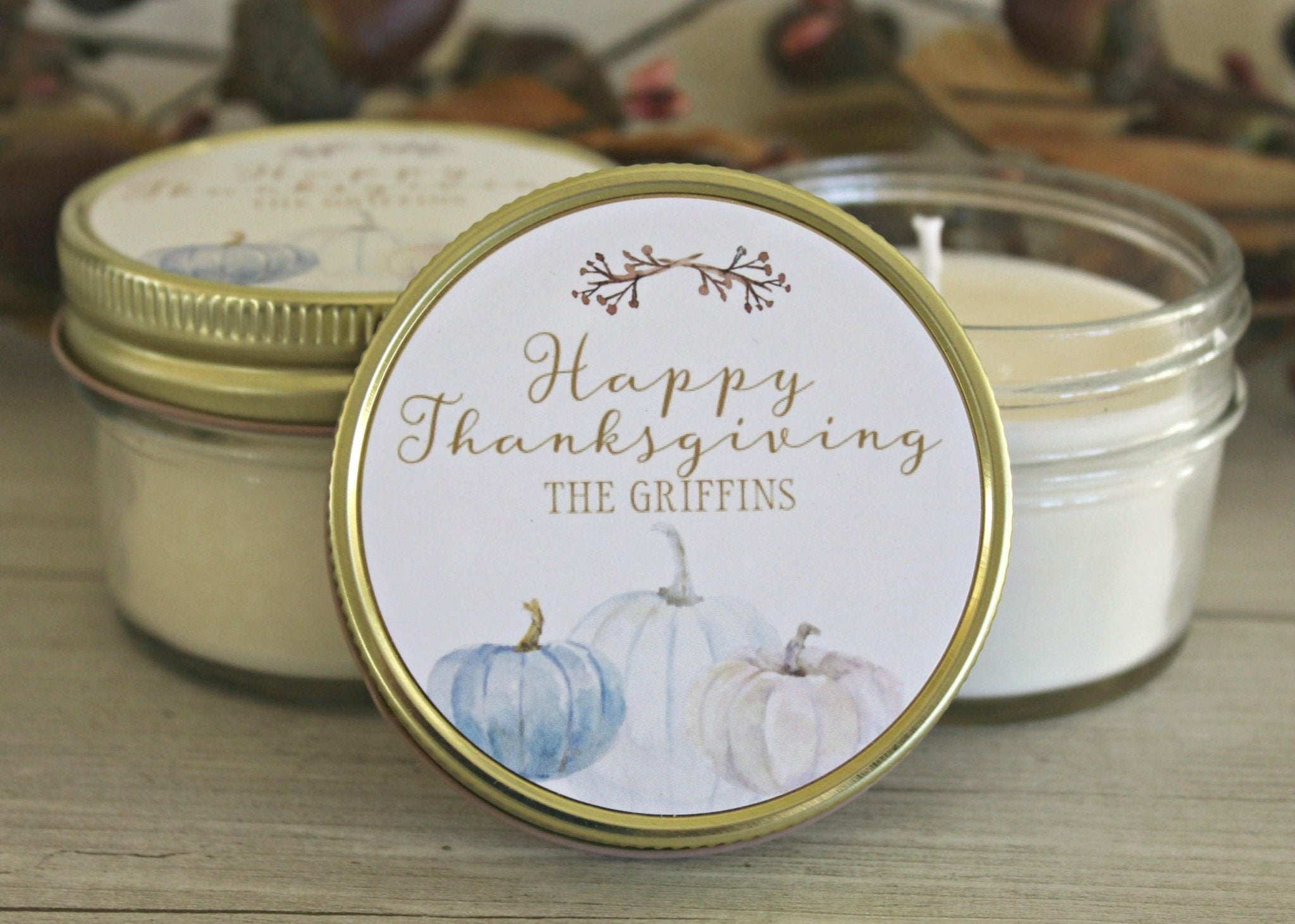 Thanksgiving Table White Pumpkin Favor - The Dancing Wick