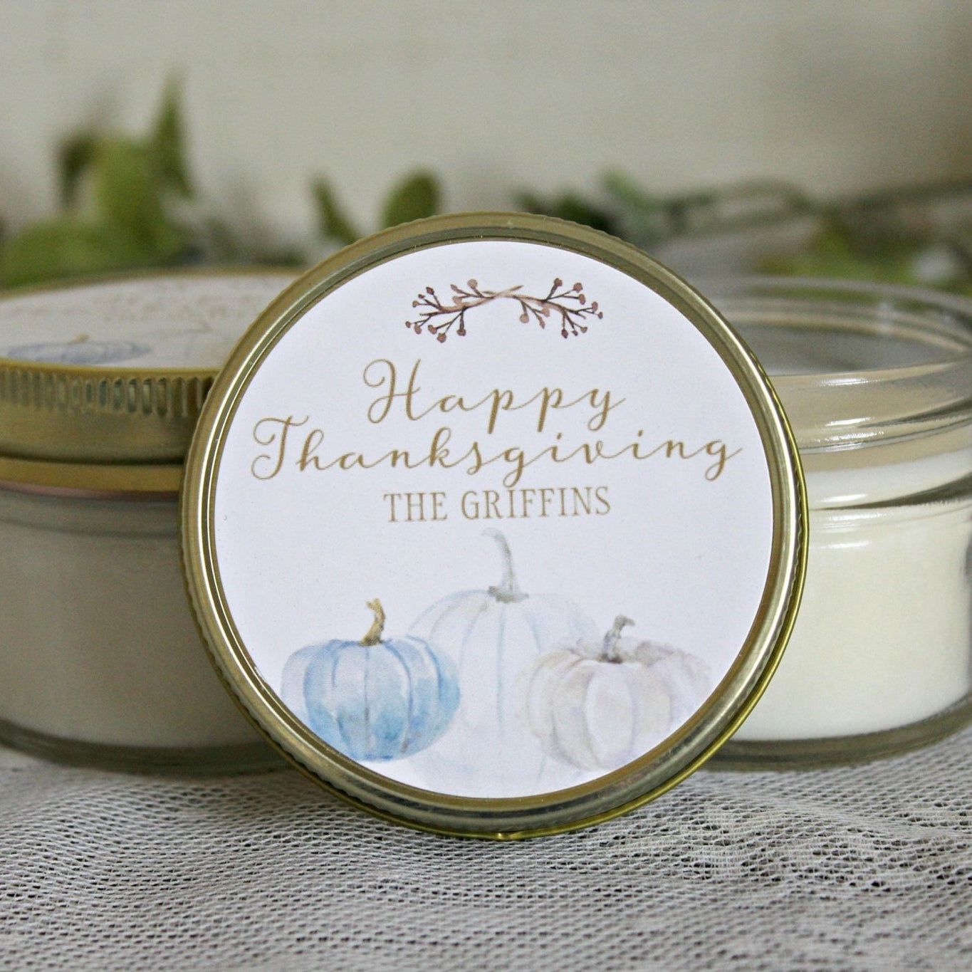 Thanksgiving Table White Pumpkin Favor - The Dancing Wick