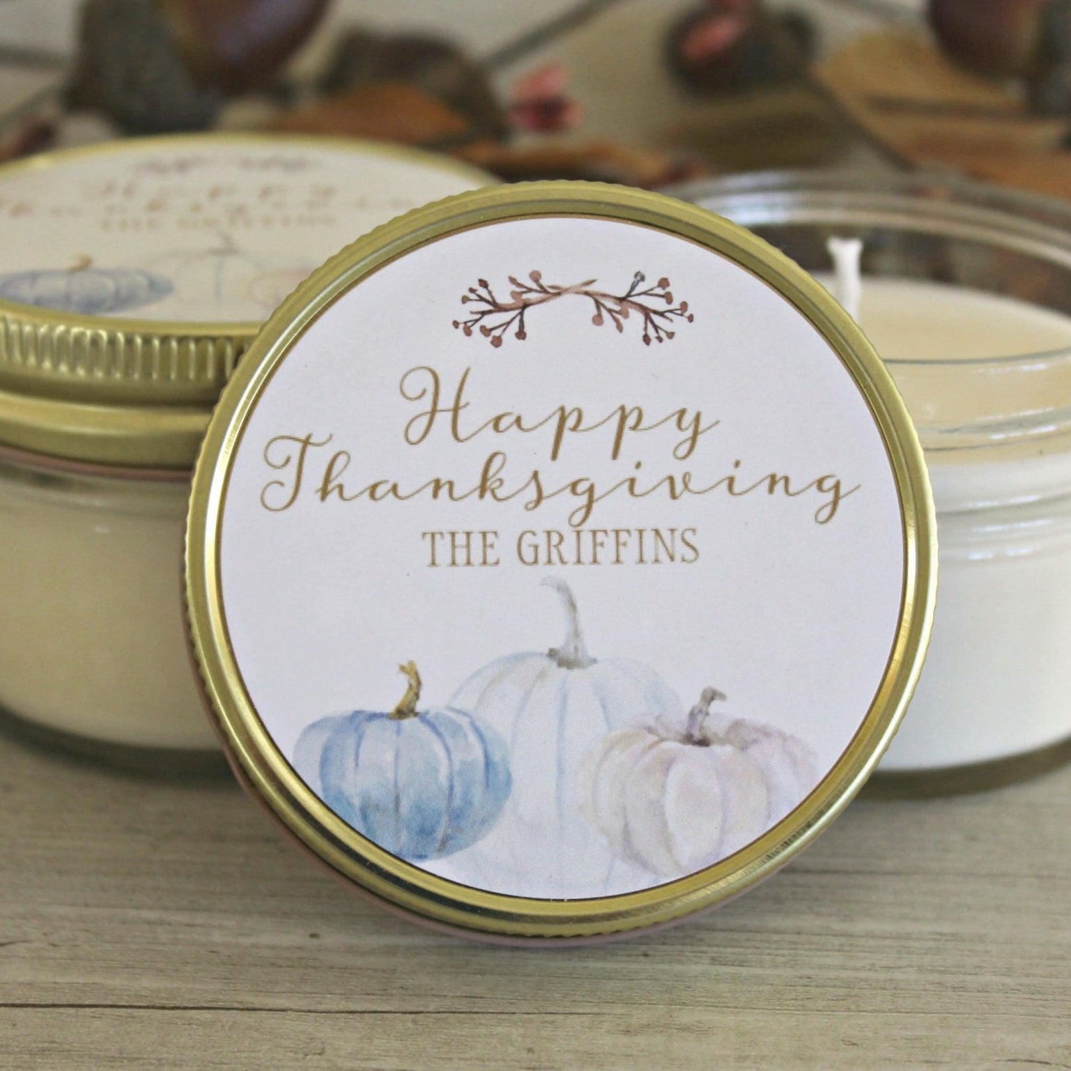 Thanksgiving Table White Pumpkin Favor - The Dancing Wick