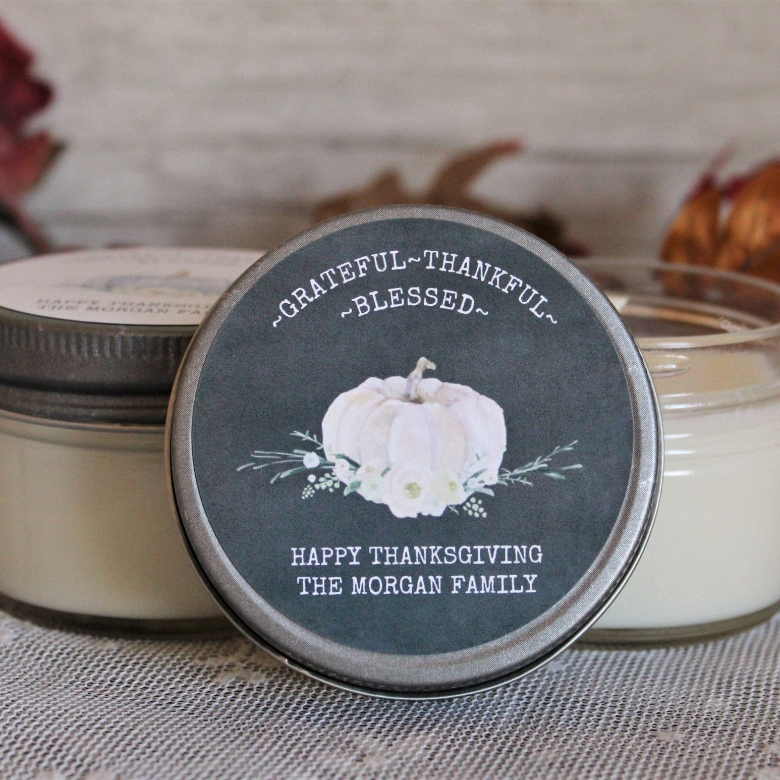 Thanksgiving White Pumpkin Classic Favors - The Dancing Wick