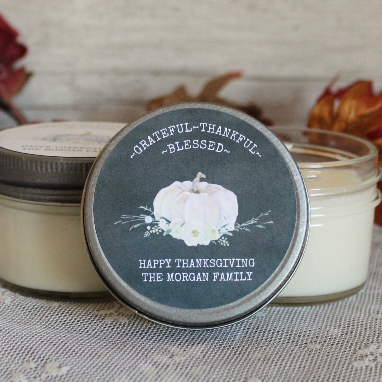 Thanksgiving White Pumpkin Classic Favors - The Dancing Wick
