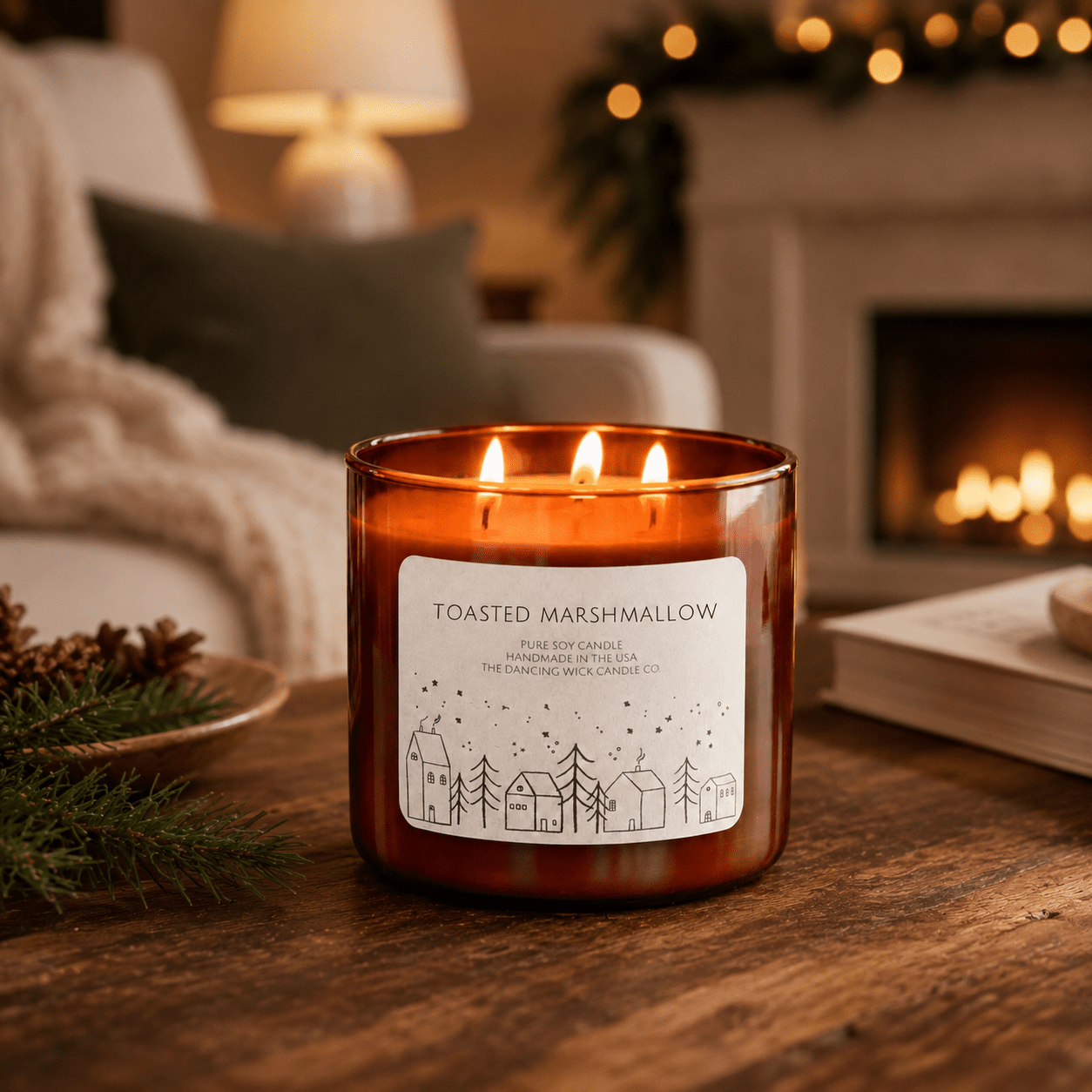 Toasted Marshmallow - 3 Wick Christmas Tumbler Candle - The Dancing Wick