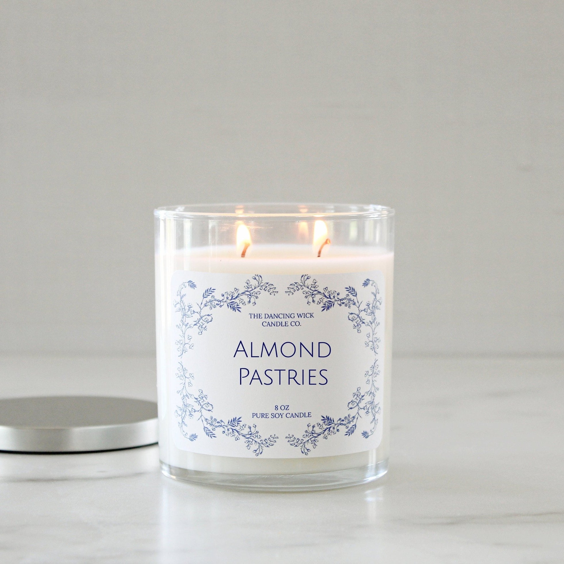 Tumbler Jar Double Wick Blue Toile Soy Candle - The Dancing Wick