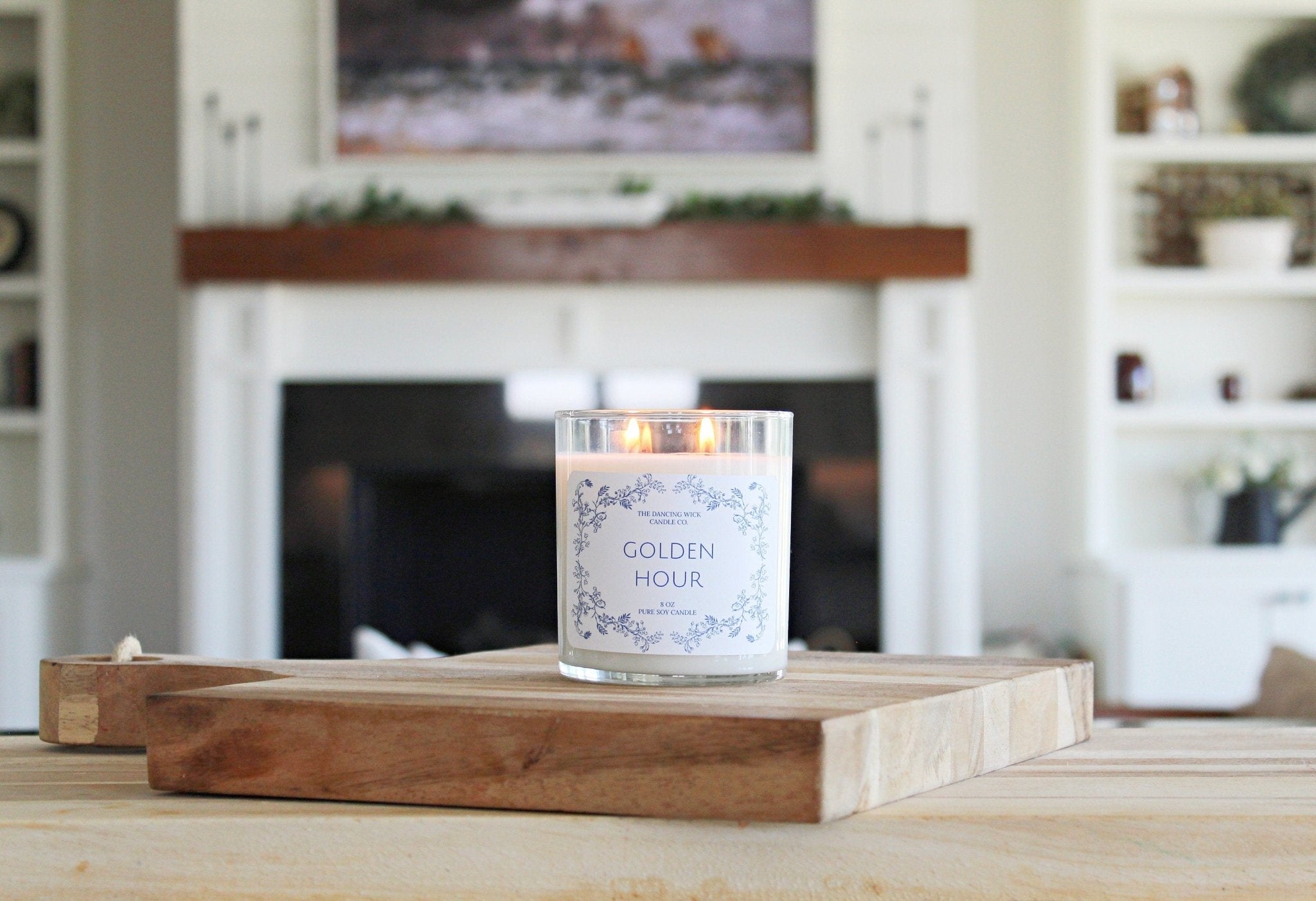 Tumbler Jar Double Wick Blue Toile Soy Candle - The Dancing Wick