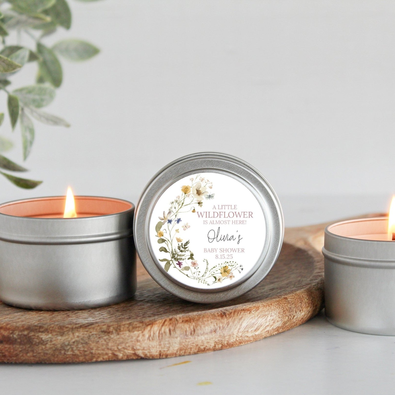 Wildflower Baby Shower Tins - Set of 10 - The Dancing Wick
