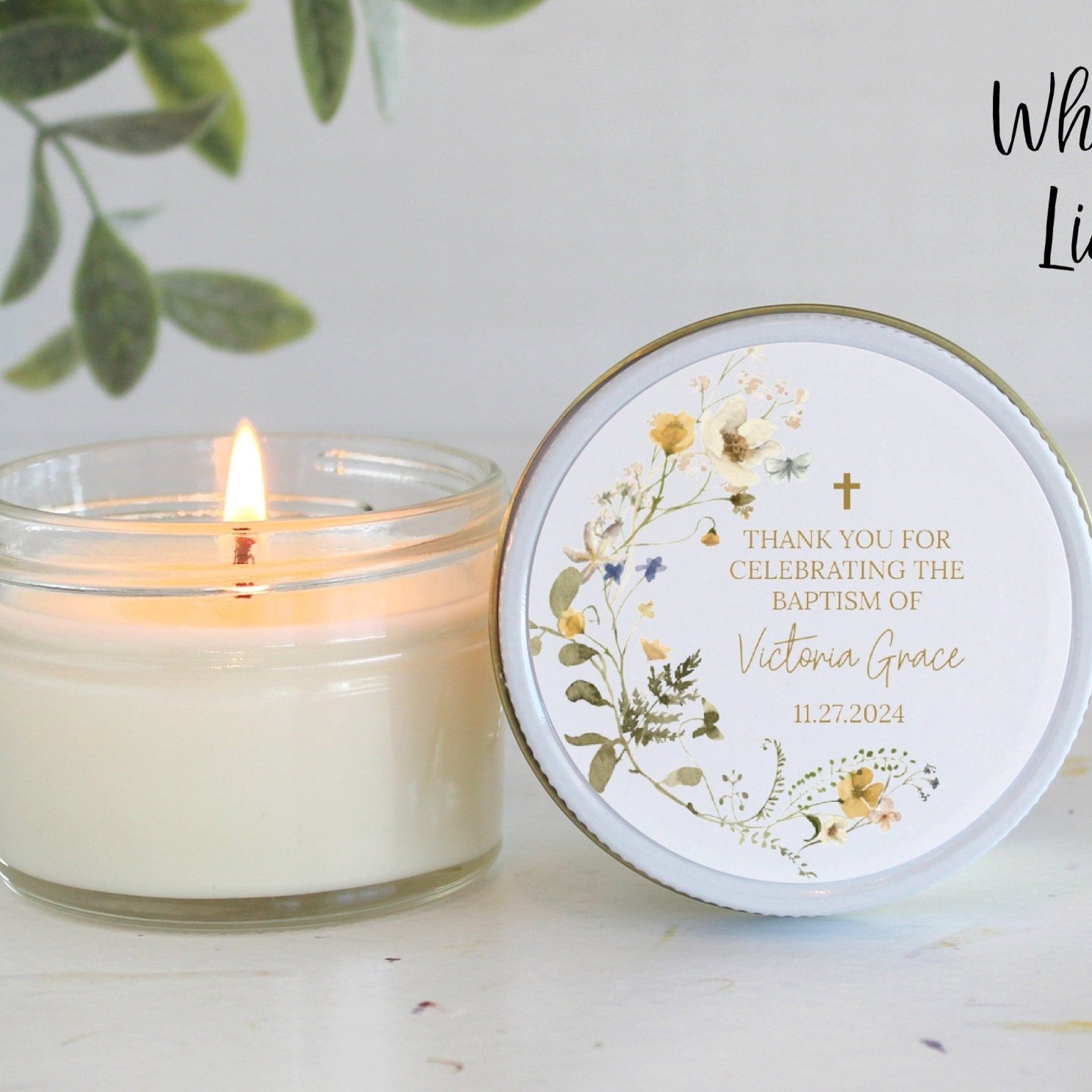 Wildflower Baptism Favors - The Dancing Wick