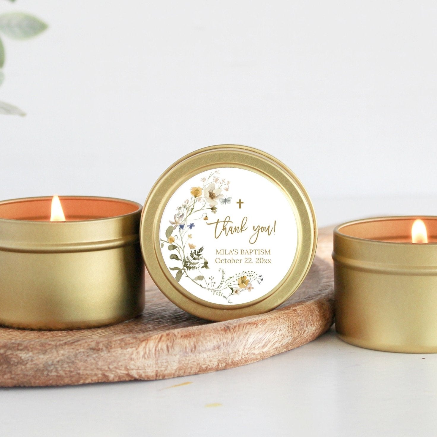 Wildflower Baptism Tins - Set of 10 - The Dancing Wick