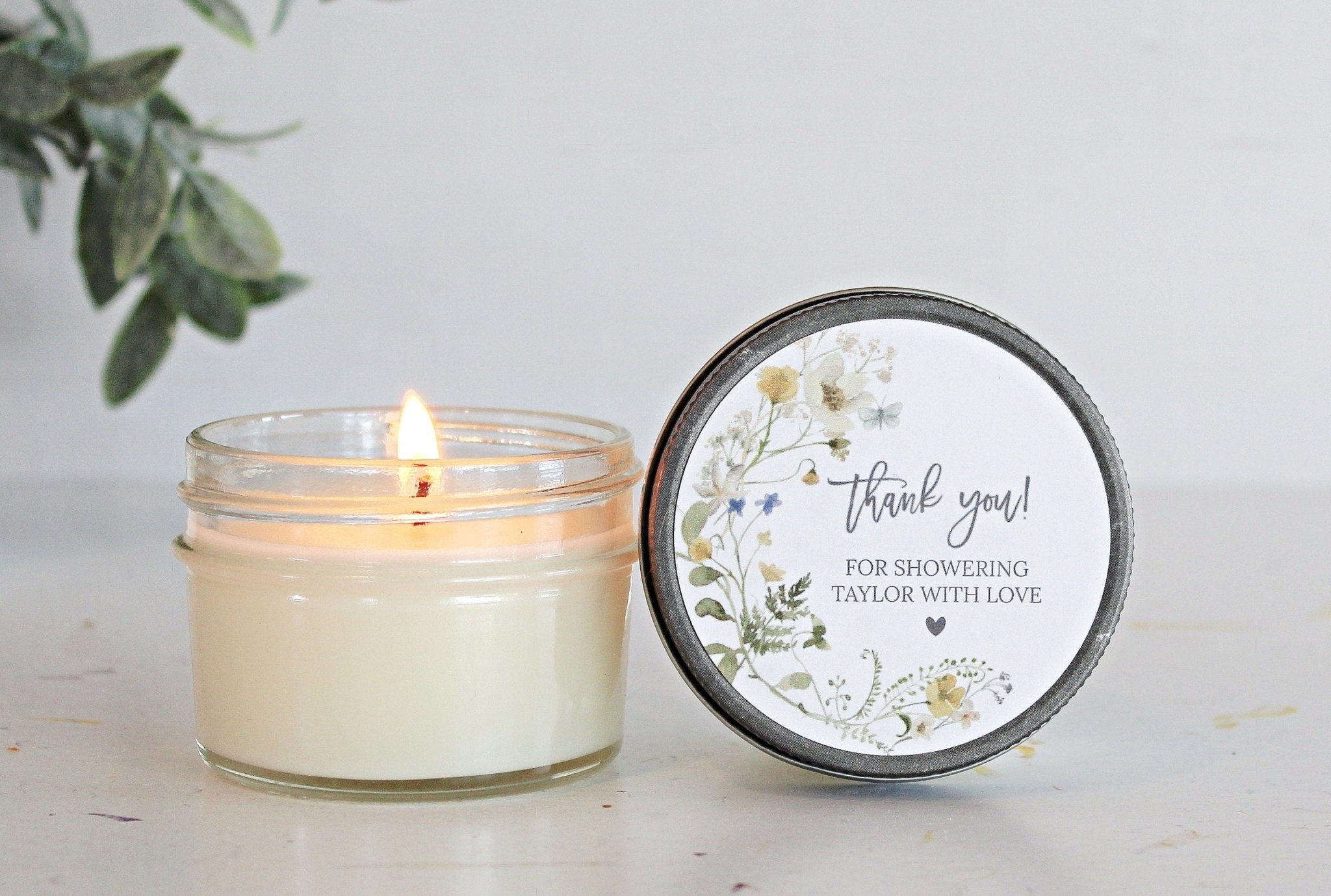 Wildflower Bridal Shower Favor Candles - The Dancing Wick