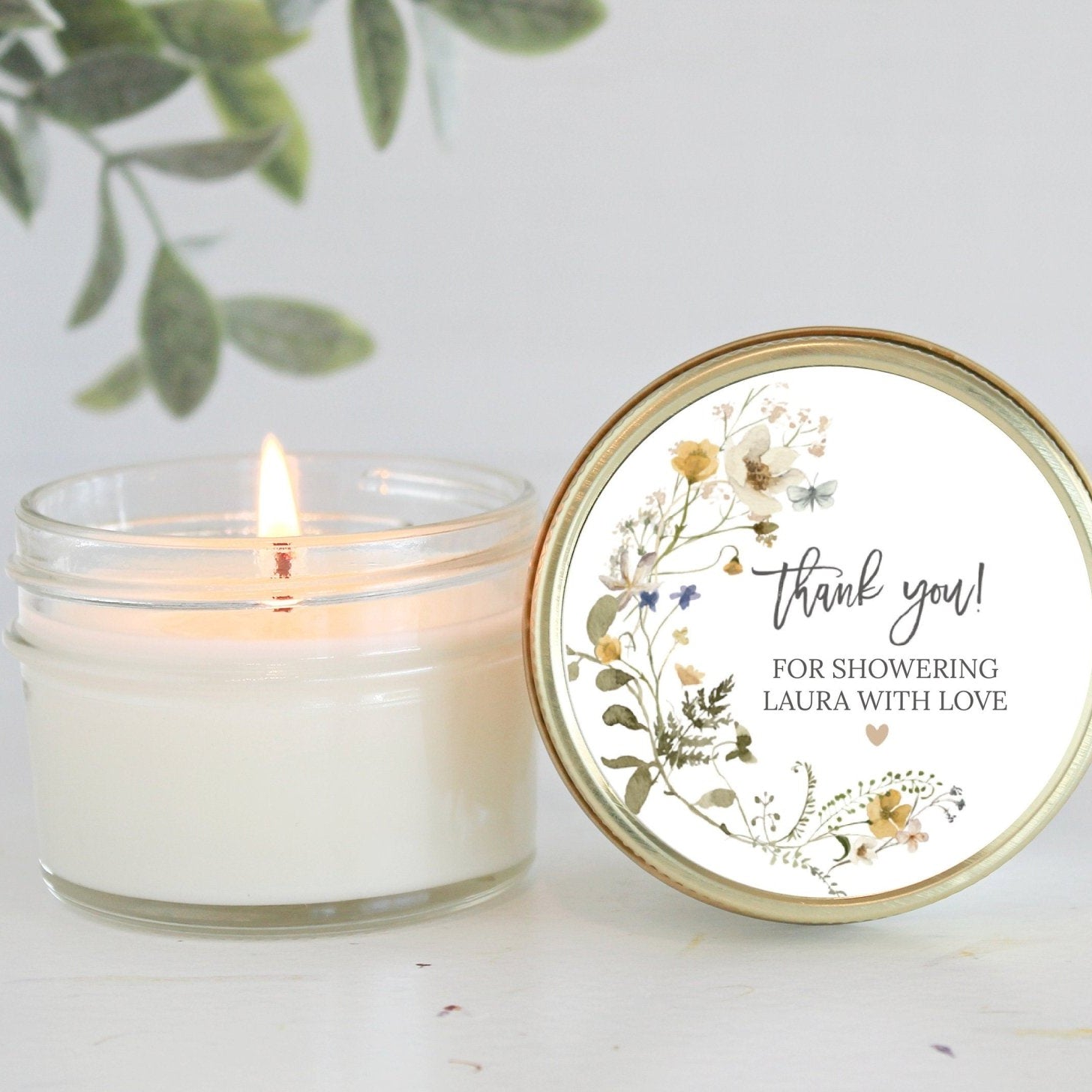 Wildflower Bridal Shower Favor Candles - The Dancing Wick