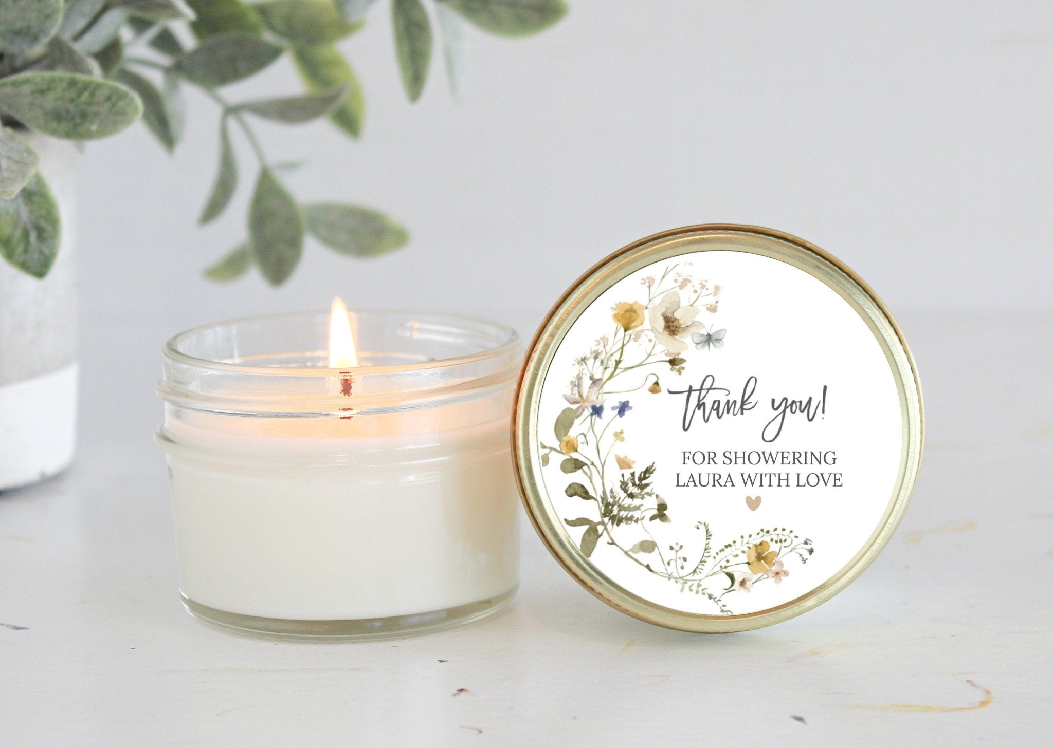 Wildflower Bridal Shower Favor Candles - The Dancing Wick