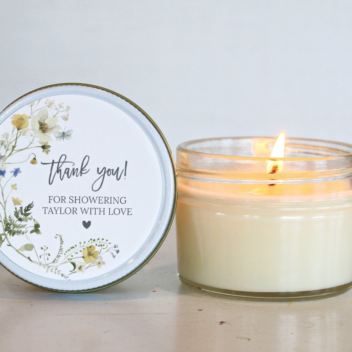 Wildflower Bridal Shower Favor Candles - The Dancing Wick