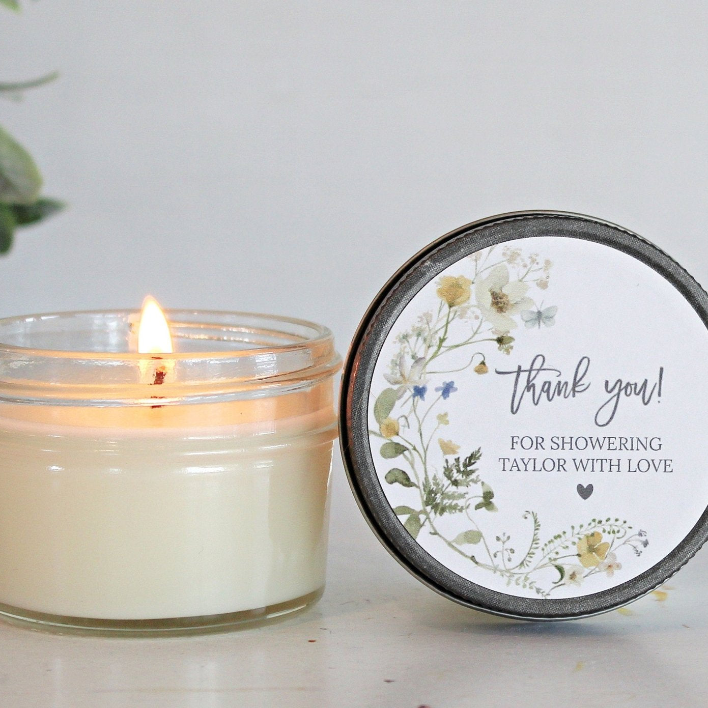 Wildflower Bridal Shower Favor Candles - The Dancing Wick