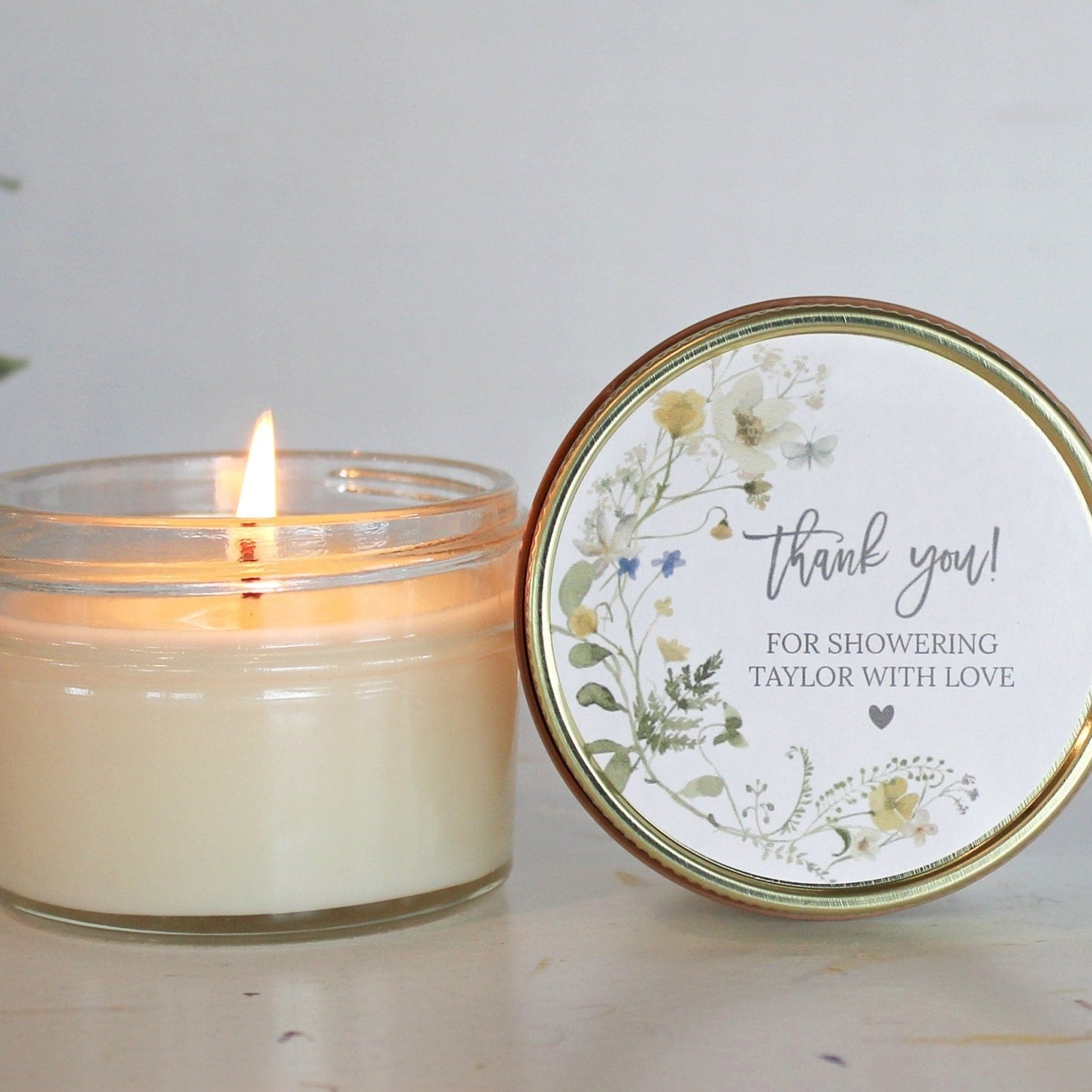 Wildflower Bridal Shower Favor Candles - The Dancing Wick