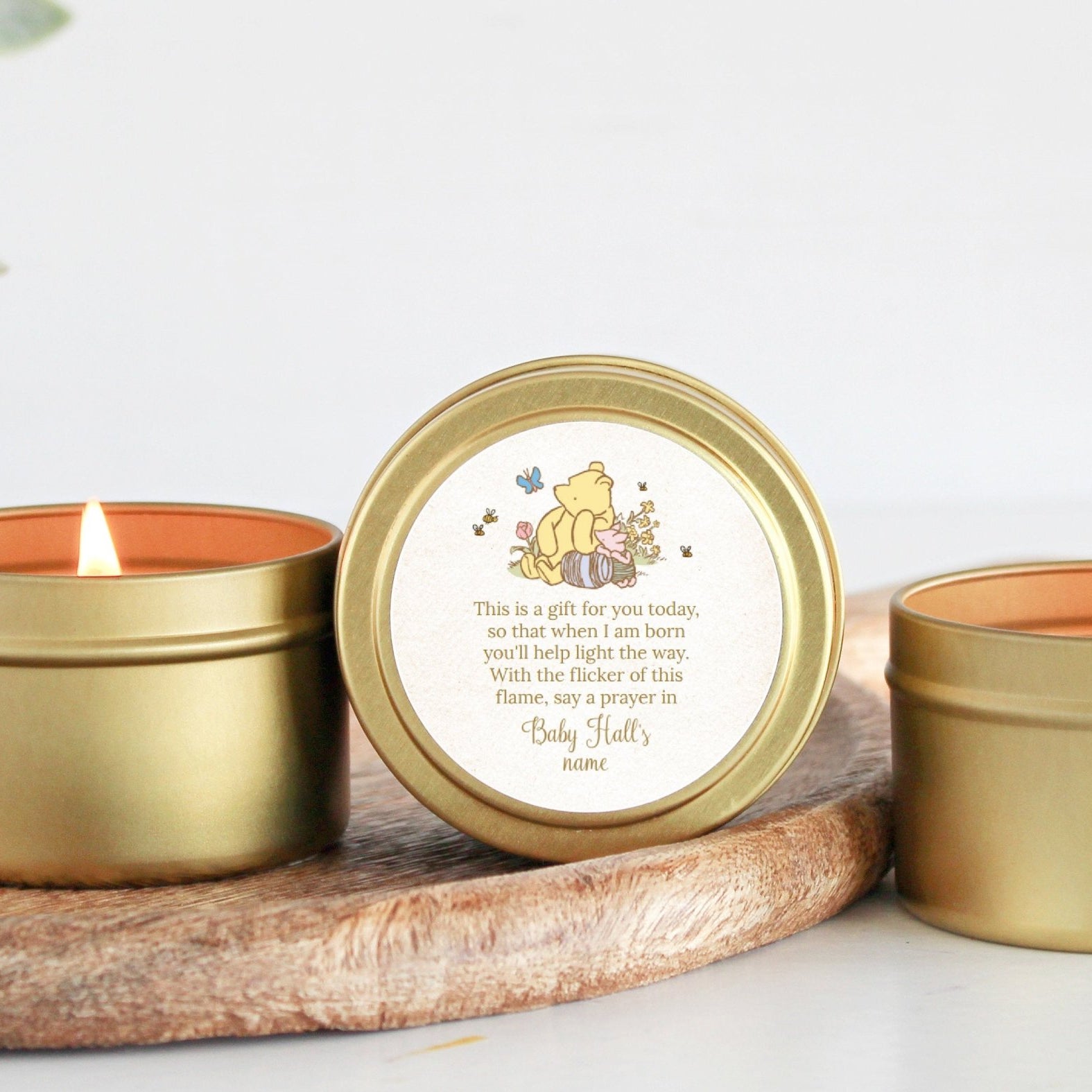 Winnie The Pooh Baby Shower Tins - Set of 10 - The Dancing Wick