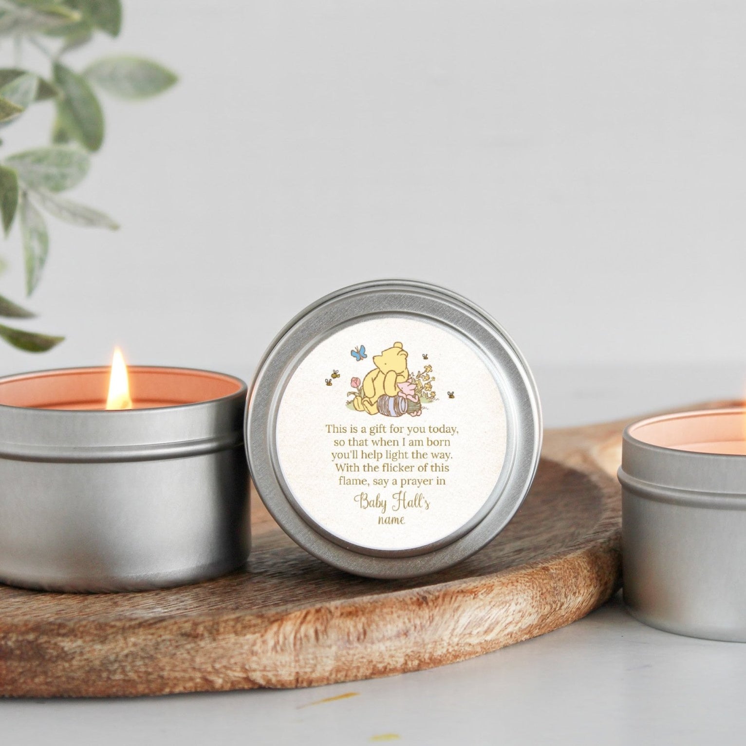 Winnie The Pooh Baby Shower Tins - Set of 10 - The Dancing Wick