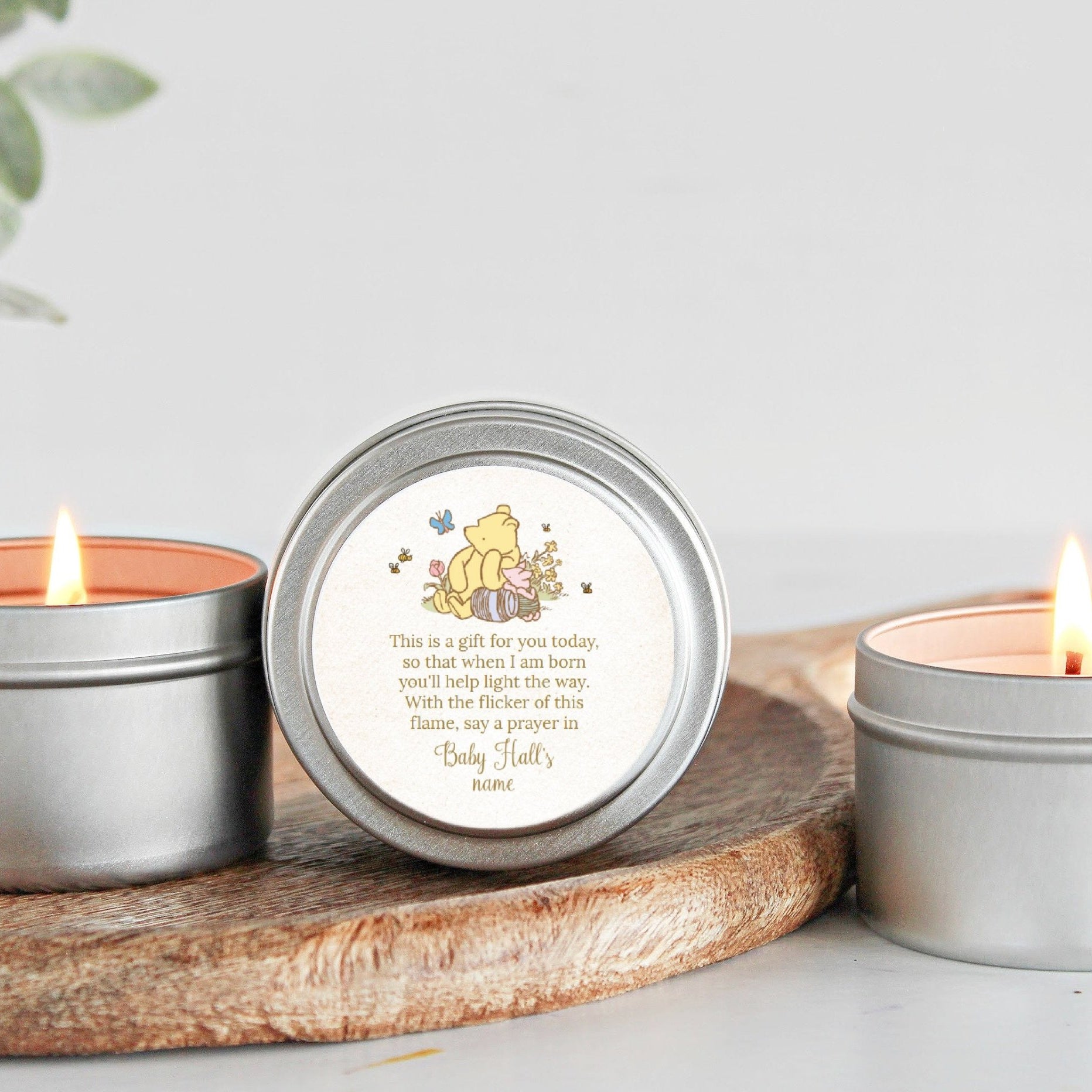 Winnie The Pooh Baby Shower Tins - Set of 10 - The Dancing Wick