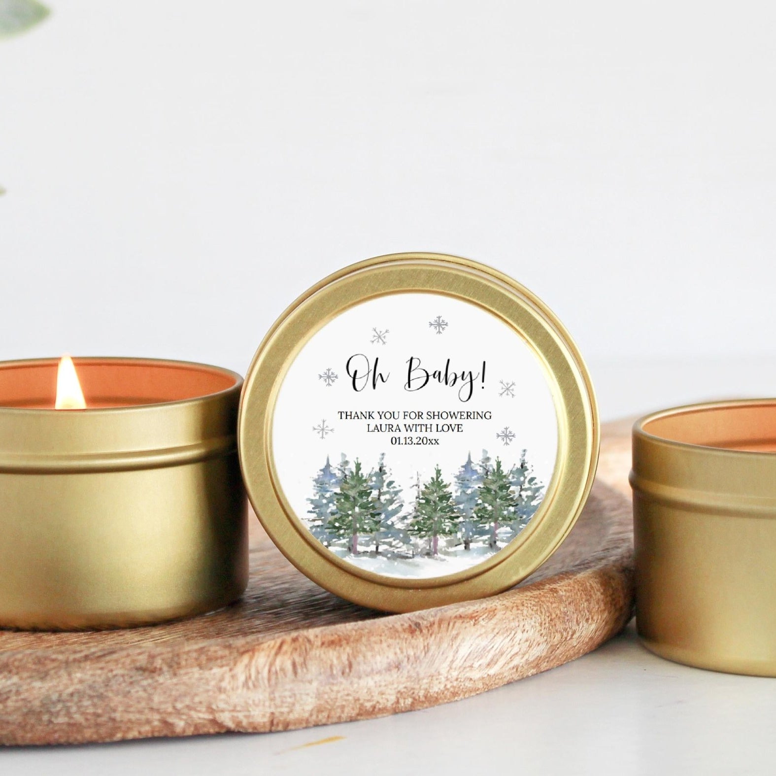 Winter Baby Shower Tins - Set of 10 - The Dancing Wick