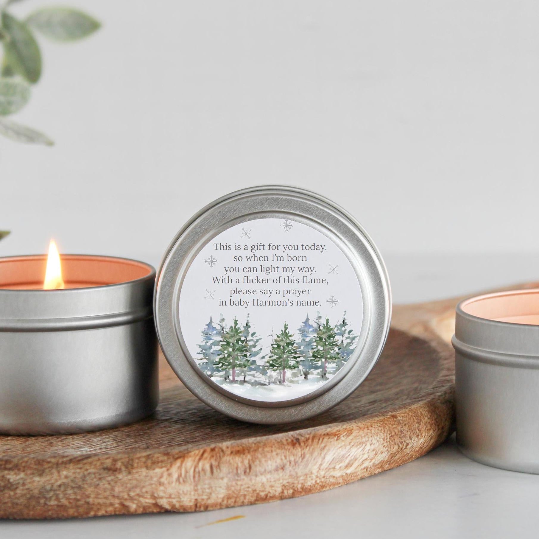 Winter Baby Shower Tins - Set of 10 - The Dancing Wick