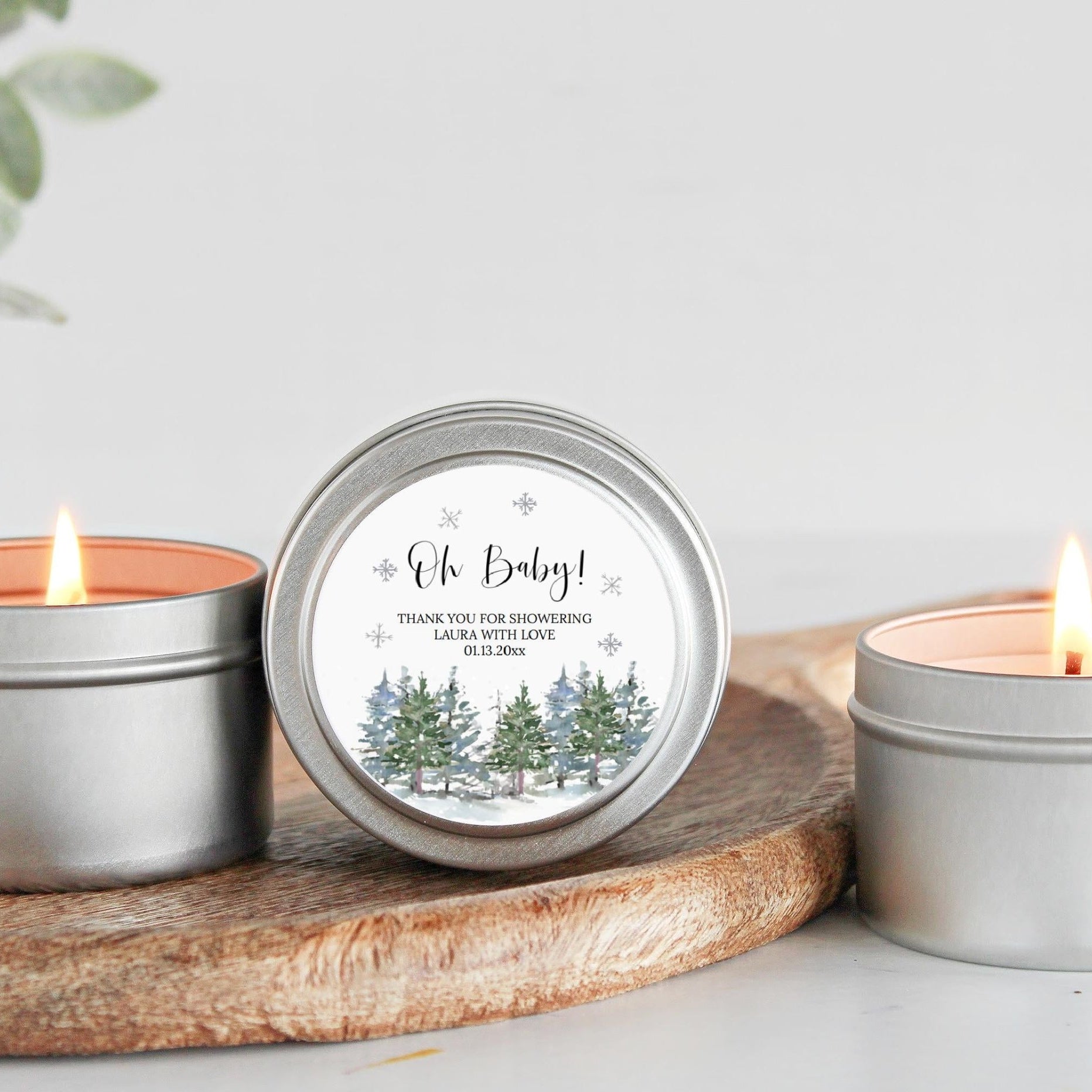Winter Baby Shower Tins - Set of 10 - The Dancing Wick