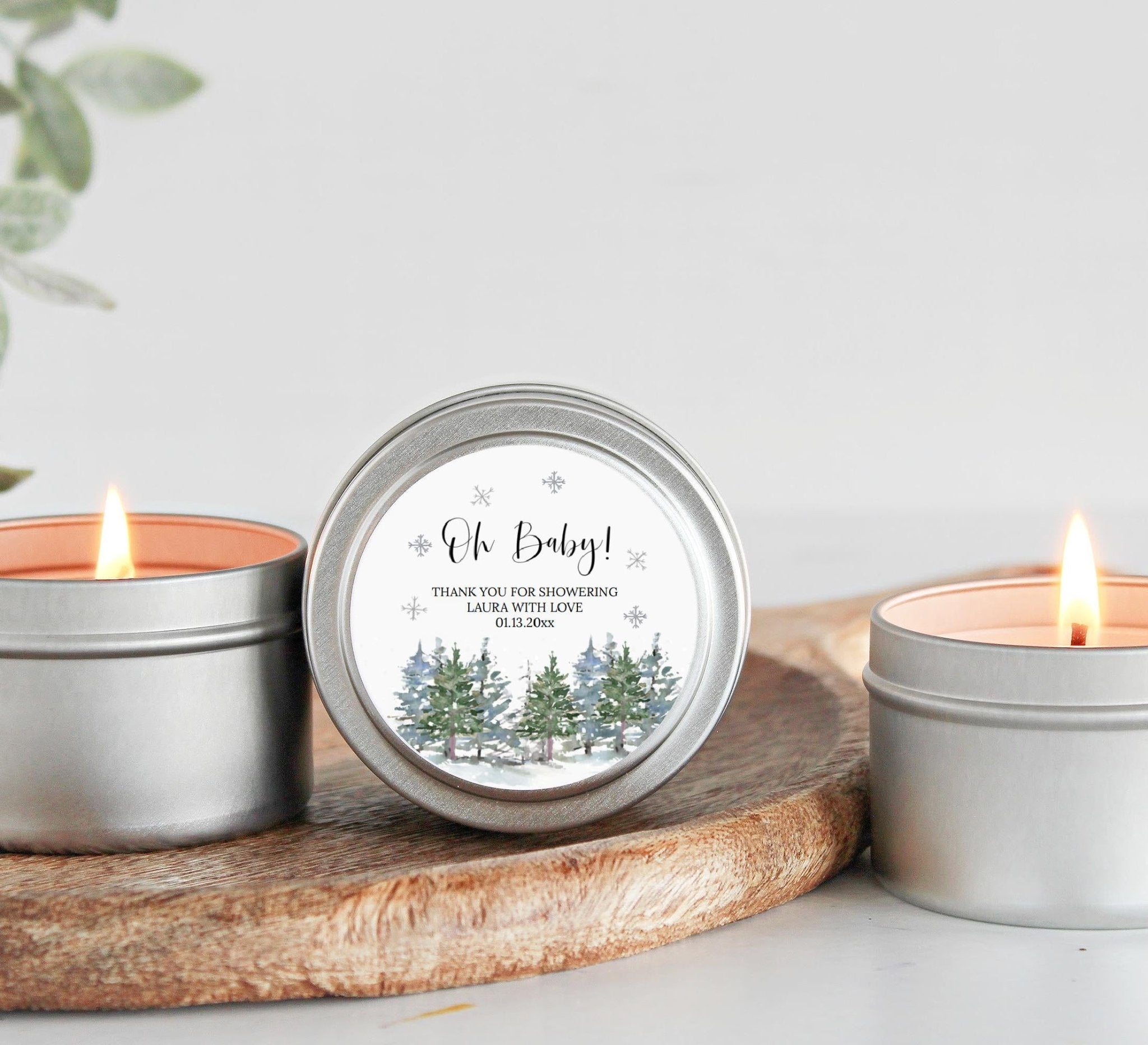 Winter Baby Shower Tins - Set of 10 - The Dancing Wick