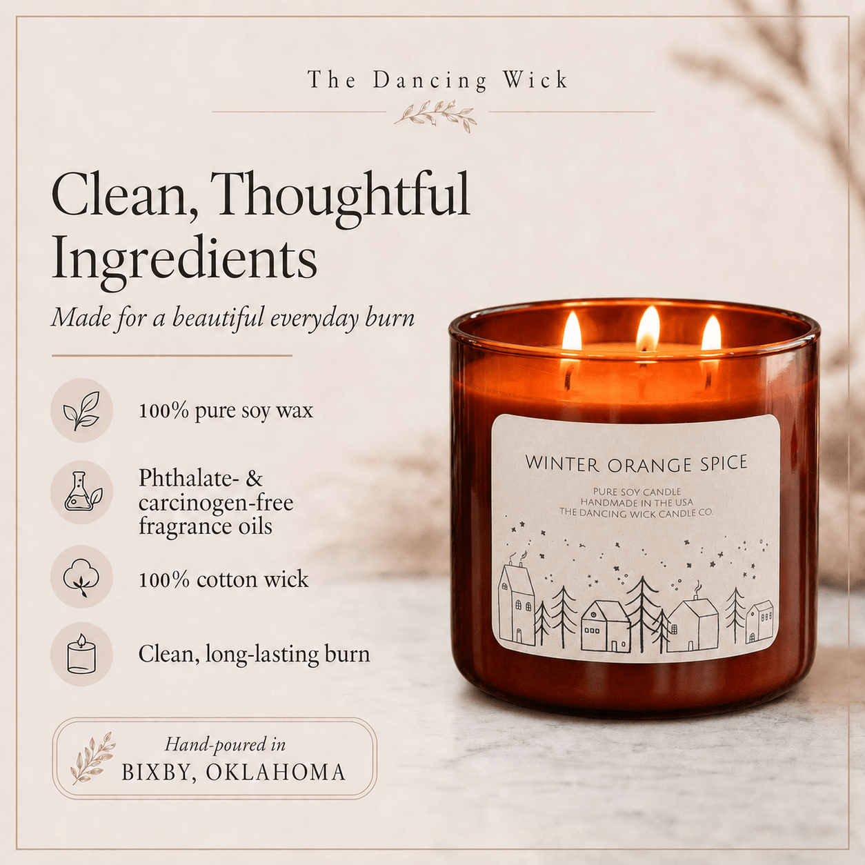 Winter Orange Spice - 3 Wick Christmas Tumbler Candle - The Dancing Wick