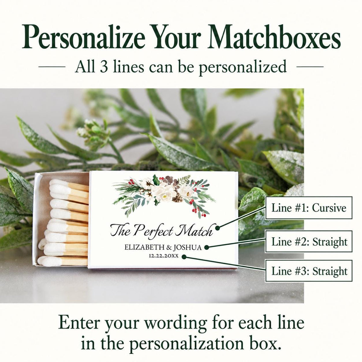 Winter Wedding Matches – Set of 10 - The Dancing Wick