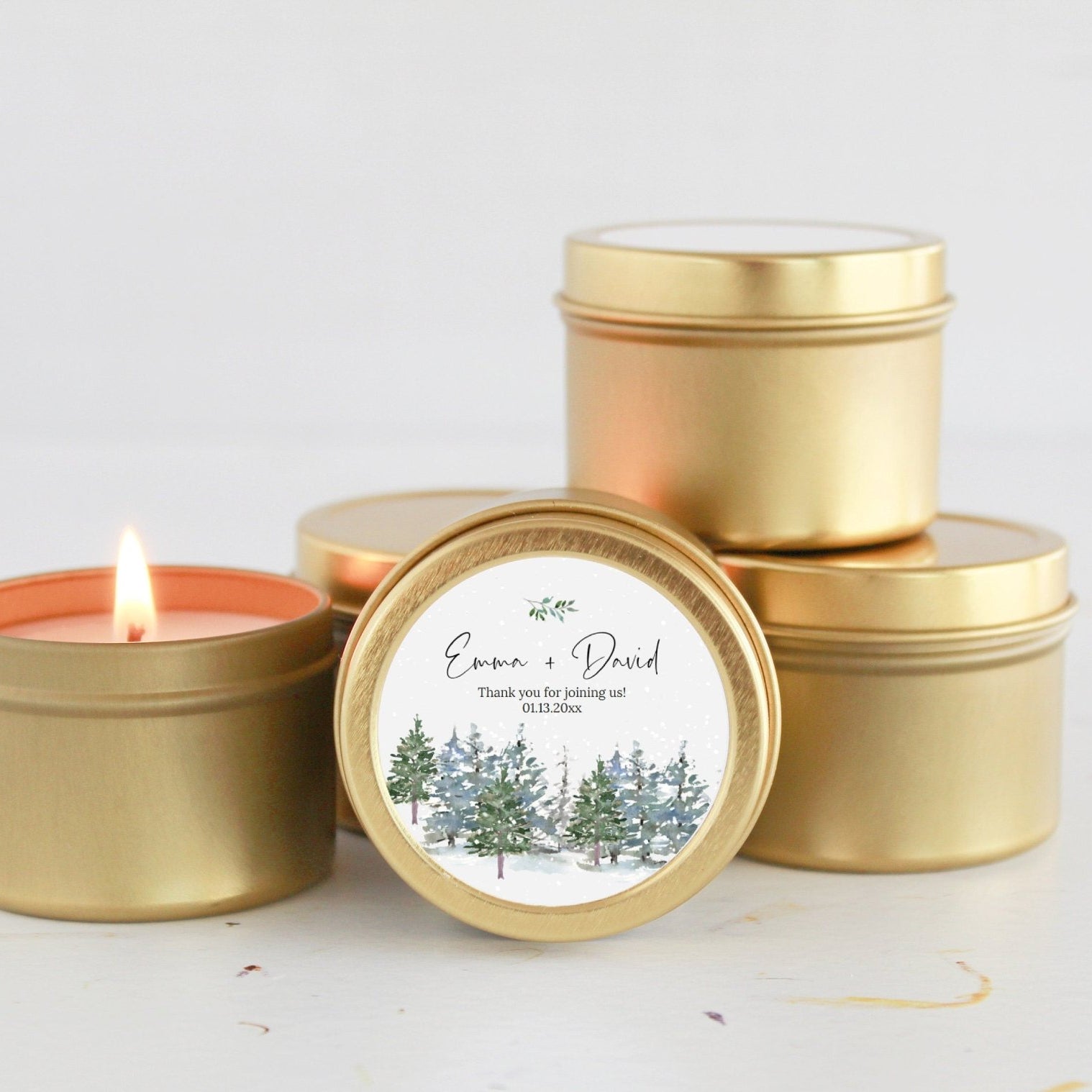Winter Wedding Tins - Set Of 10 - The Dancing Wick