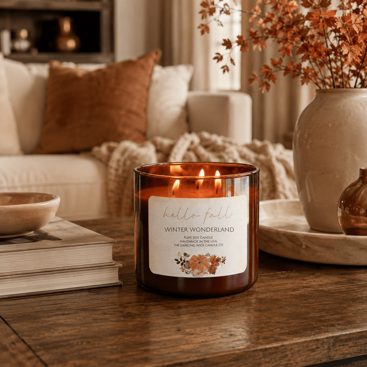 Winter Wonderland - 3 Wick Fall Pumpkin Candle - The Dancing Wick